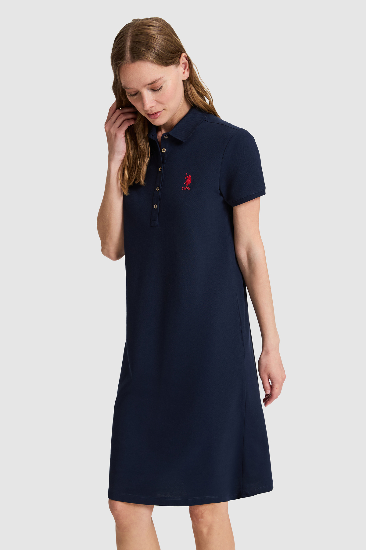 U.S. Polo Assn.  Kadın Lacivert Polo Yaka Örme Elbise 50321841-VR033 - Görsel 4