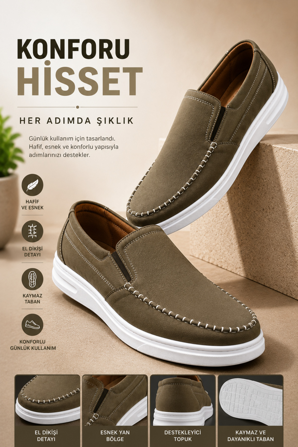 TAZELER.SHOES Erkek Ortopedik Dikişli Taban Rahat Garantili Günlük Erkek Ayakkabı görsel 5