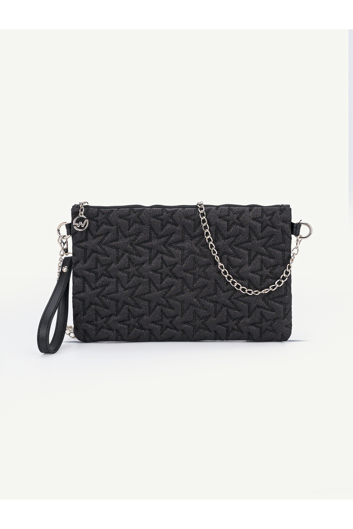 Kadın Yıldız Nakış İşlemeli Portföy El Çantası Bilek Askılı Saten Astarlı Clutch Çanta