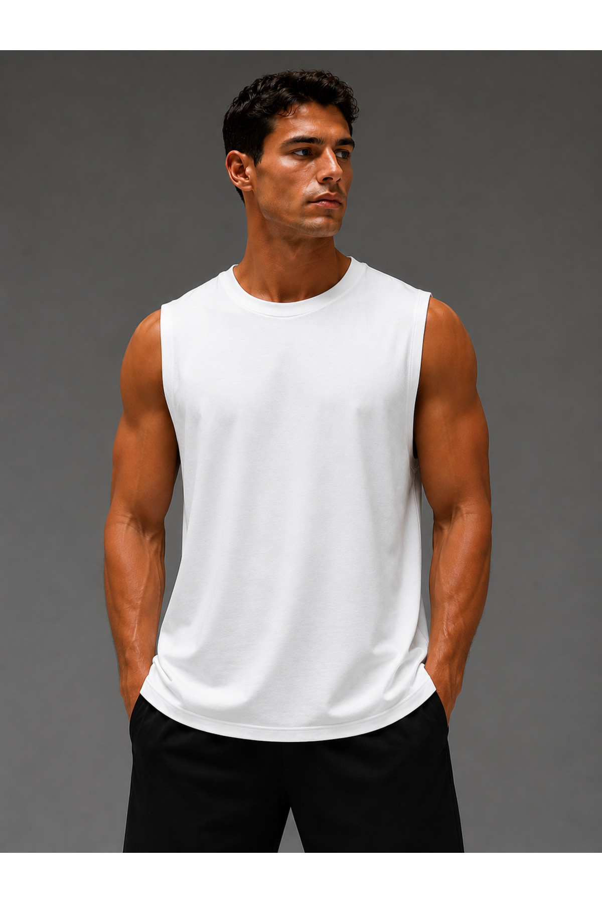 WE&ME Erkek Basic Sıfır Kol Tişört Regular Fit Bisiklet Yaka Esnek Kumaş Spor ve Günlük Kullanım görsel 2