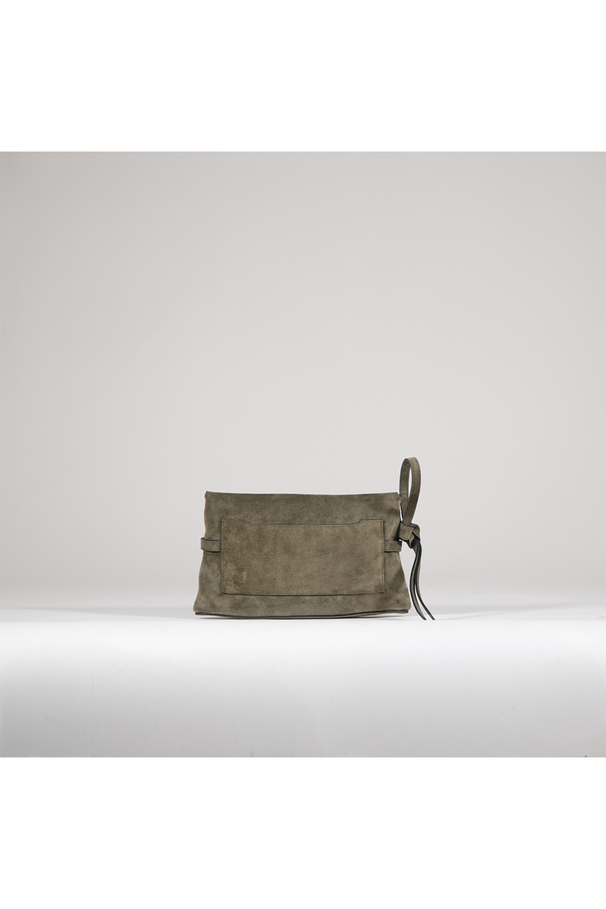 BEGRA ATELIER BEGRA Elara %100 Hakiki Süet Clutch Çanta - Haki (Khaki) görsel 4