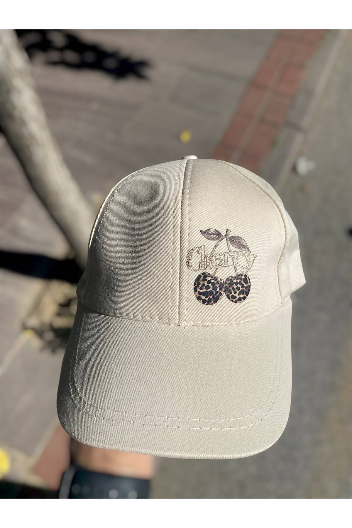 sf collection Cherry Baskılı Kadın Spor Şapka - Ayarlanabilir Pamuklu Cap görsel 5