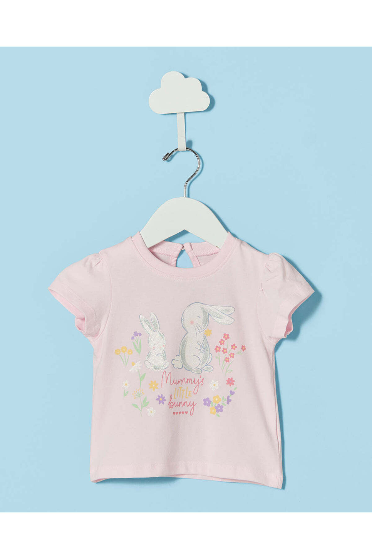 REDTAG Infant Girls Lilac Bunny Graphic T-Shirt