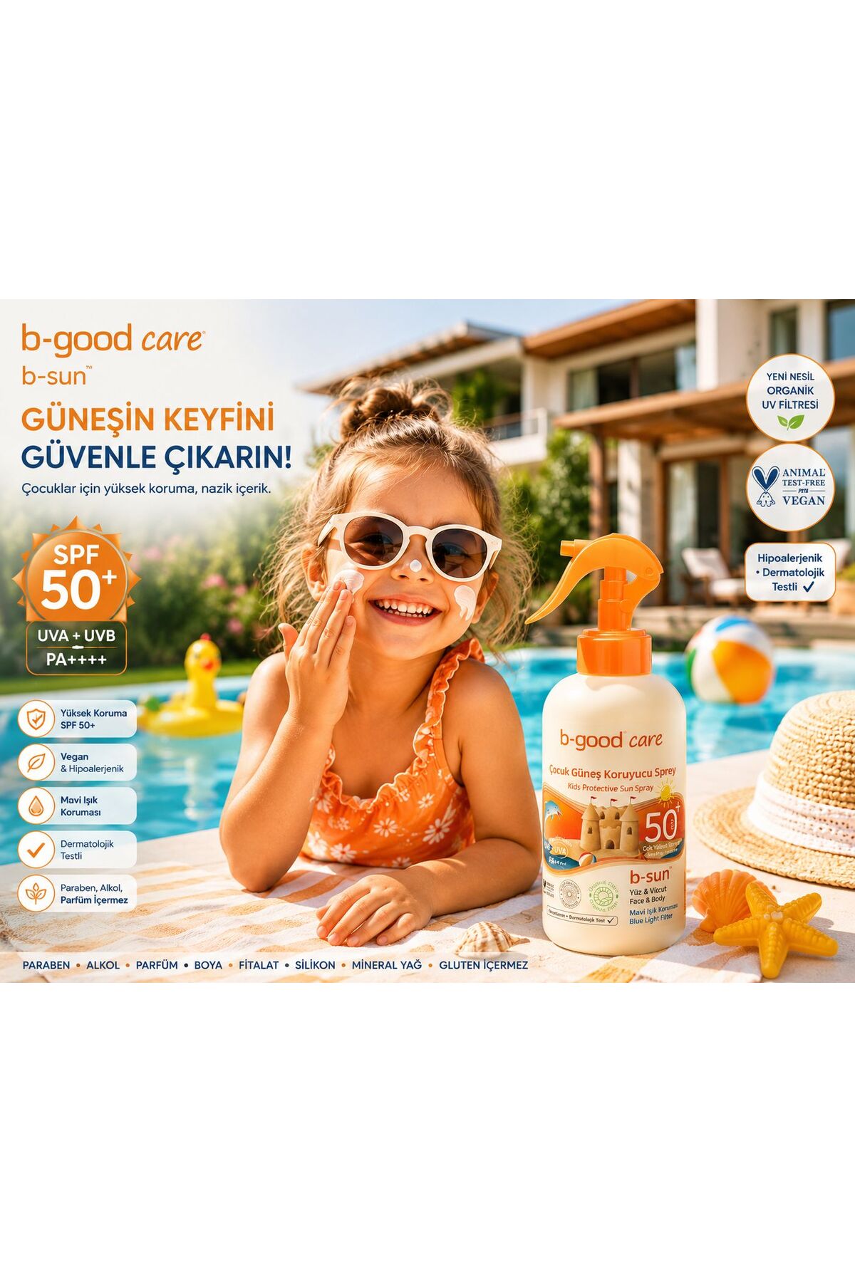 Çocuklar İçin Güneş Kremi I Güneş Kremi I Çocuk Güneş Koruyucu Sprey SPF 50+ 150 ml — b-good-09 — تصویر 2 از 3