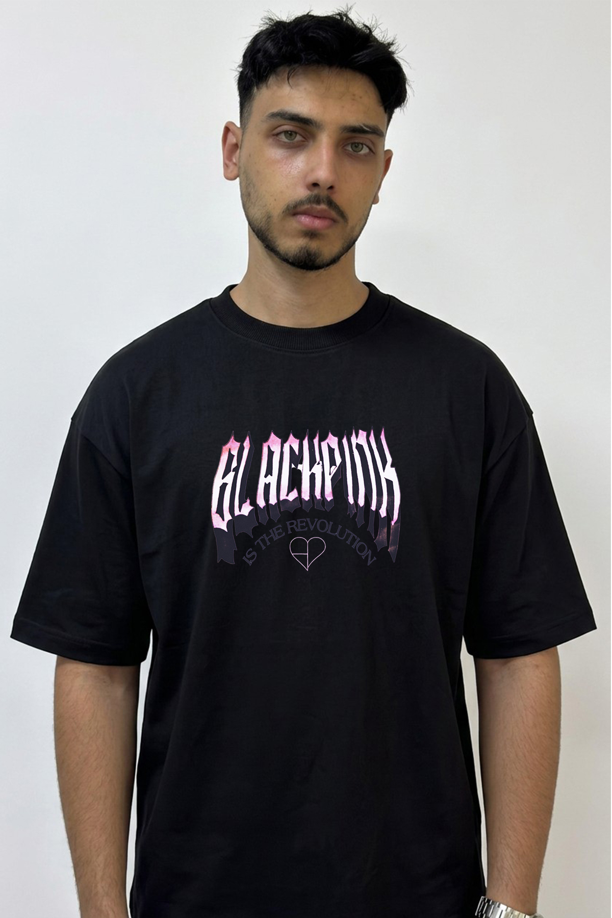 Anetos Blackpink_5 Design Printed Oversize Black T-Shirt