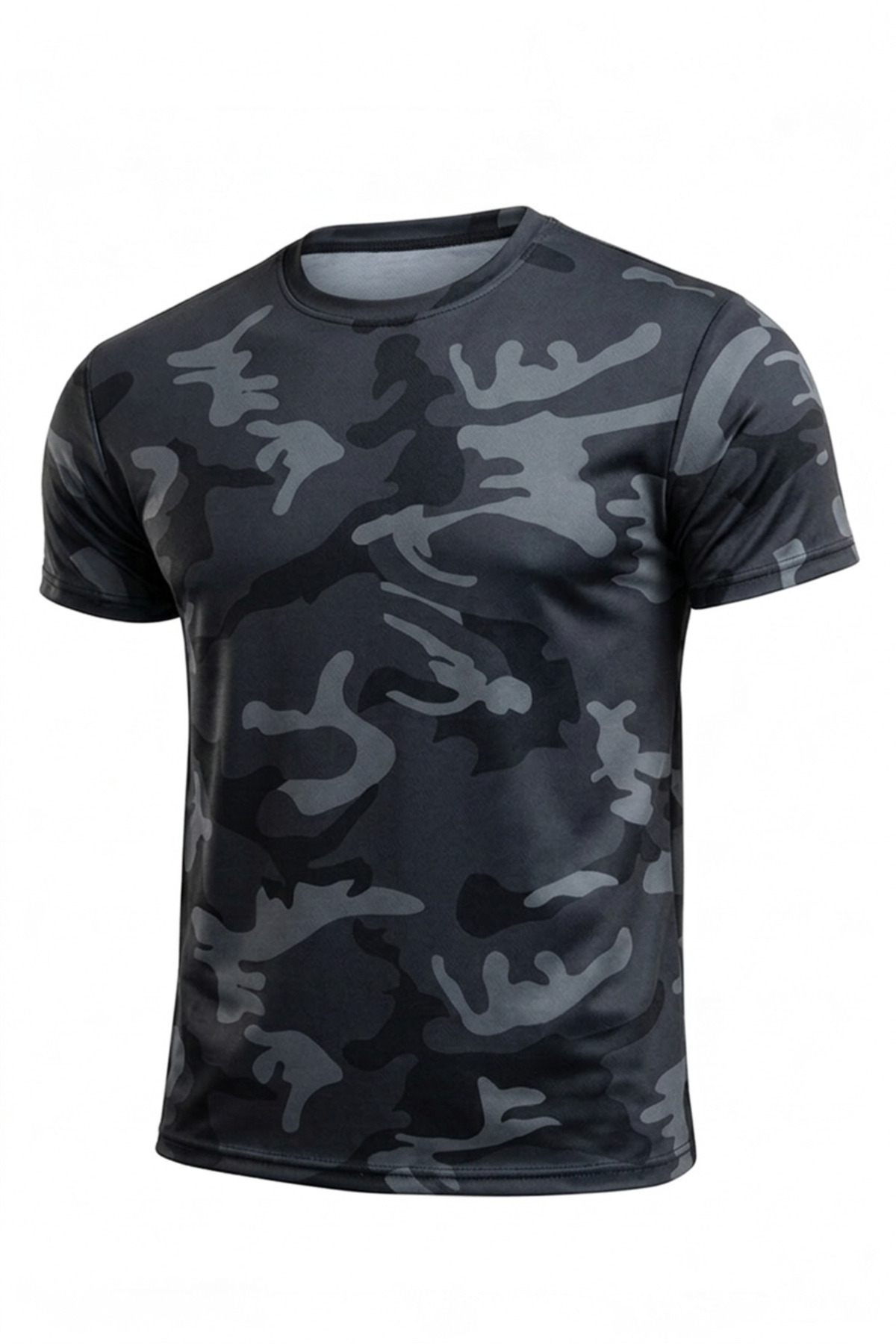 SERABLANKA Erkek Nem Emici Hızlı Kuruma Atletik Teknik Kamuflaj Desenli Spor T-shirt görsel 4