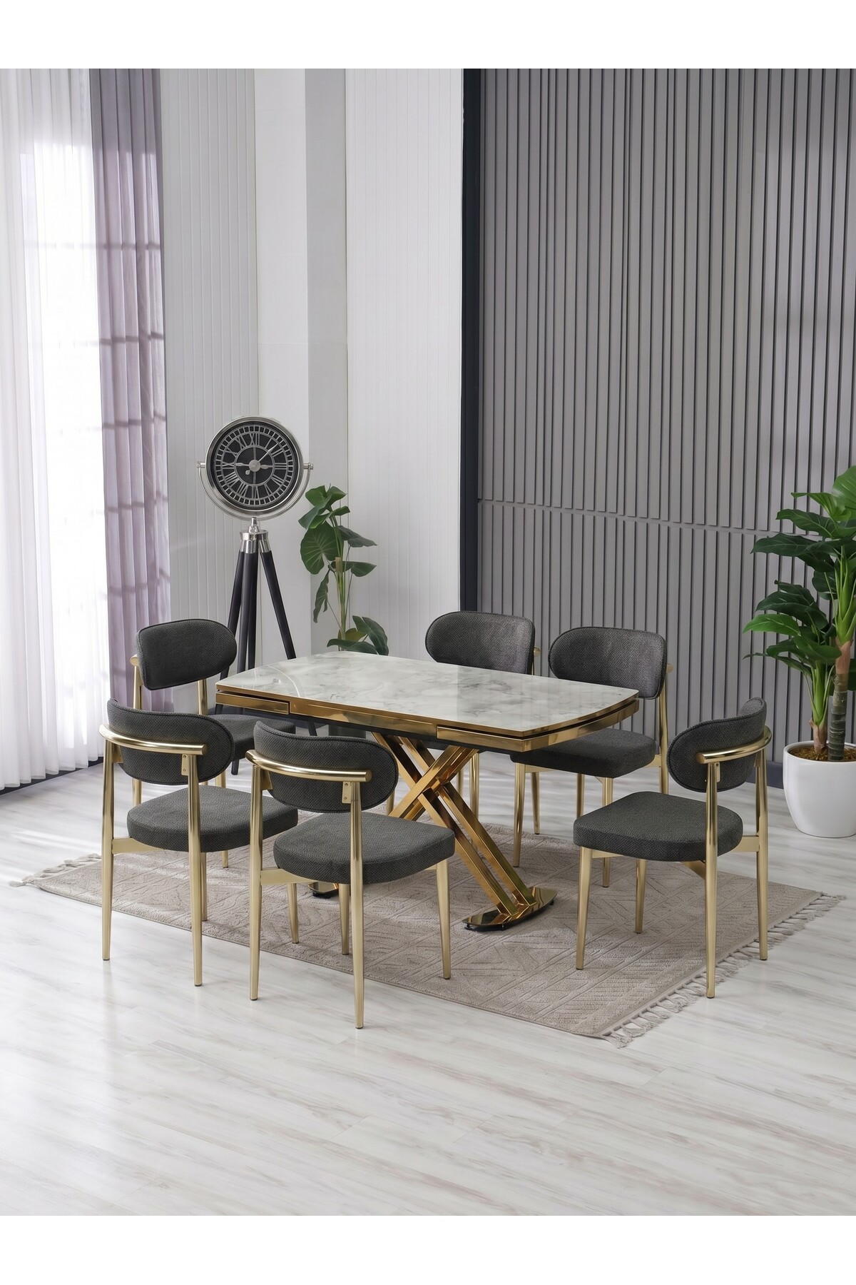 VENOXA 80X120 MDF MASA / 6 POLO SANDALYELİ MASA TAKIMI