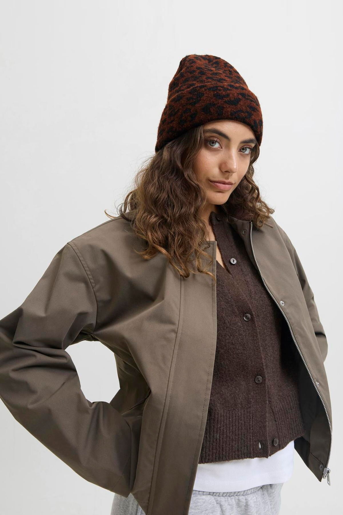 Jack & Jones Kadin Leopar Desenli Örgü Bere - Molly