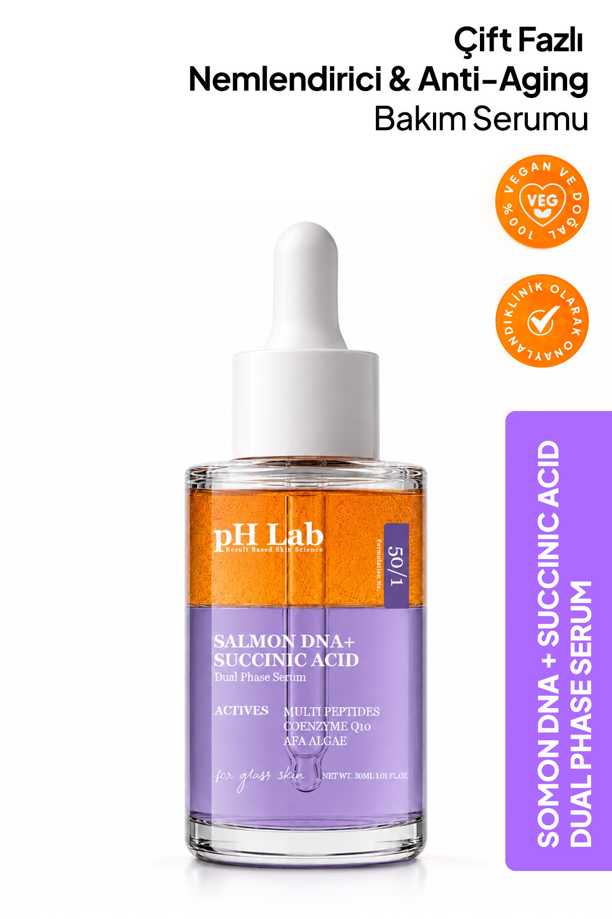 Ph Lab pHLab Çift Fazlı Somon DNA + Succinic Acid Nemlendirici Anti-Aging Bakım Serumu — PHSSA-01