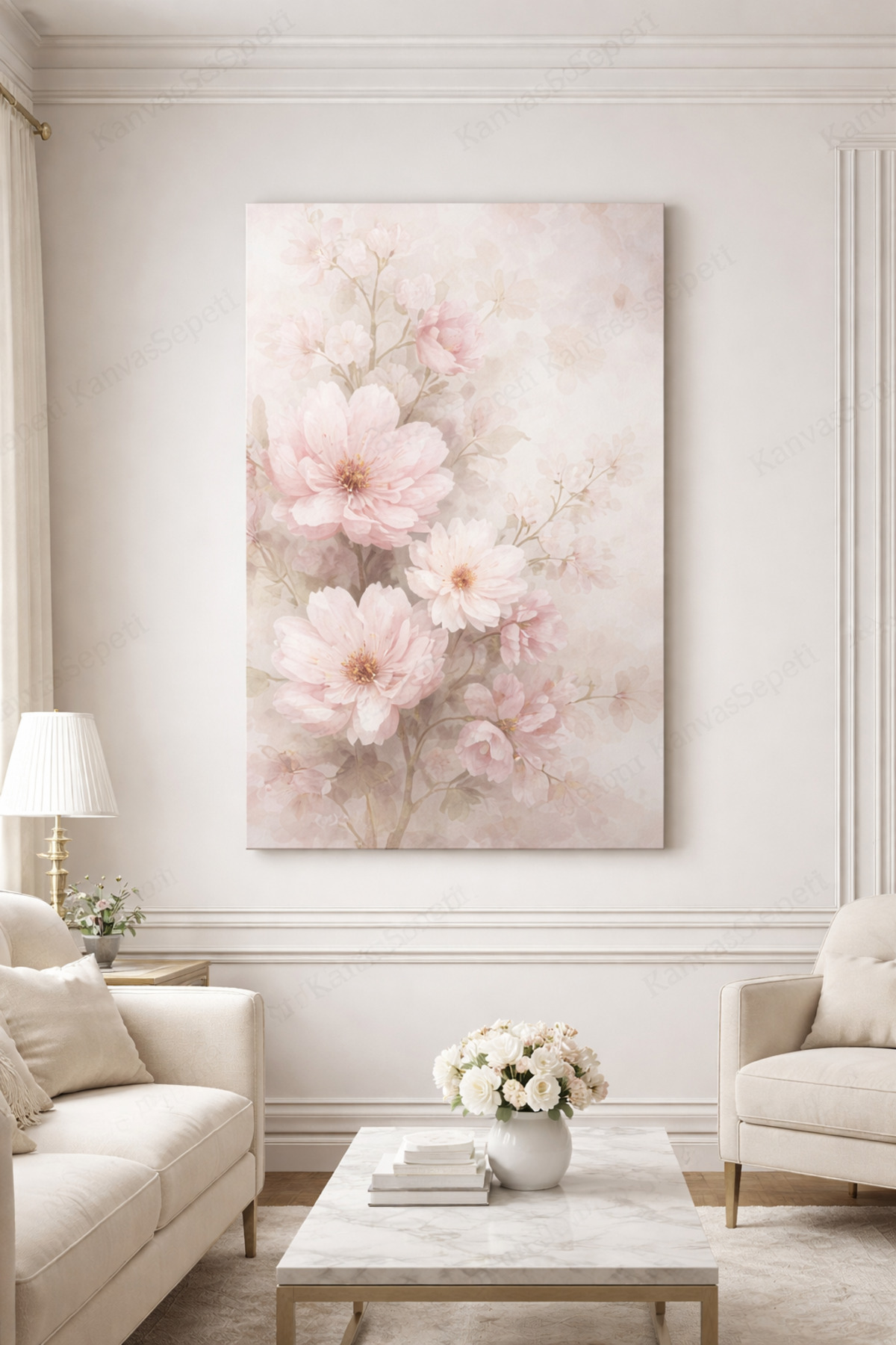 Canlı Çiçeklerle Dolu Pastel Kanvas Tablo