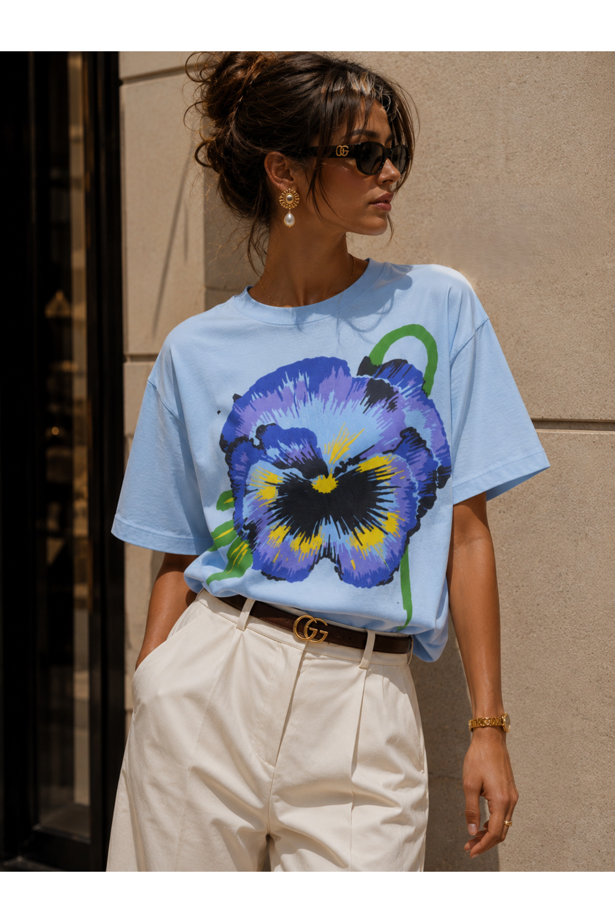 Oversize Cut Short Sleeve Printed T-shirt