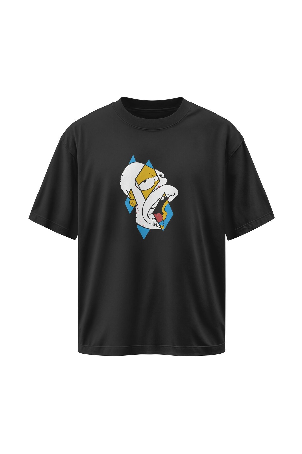buzagi Homer Simpson Oversize Unisex Black T-Shirt