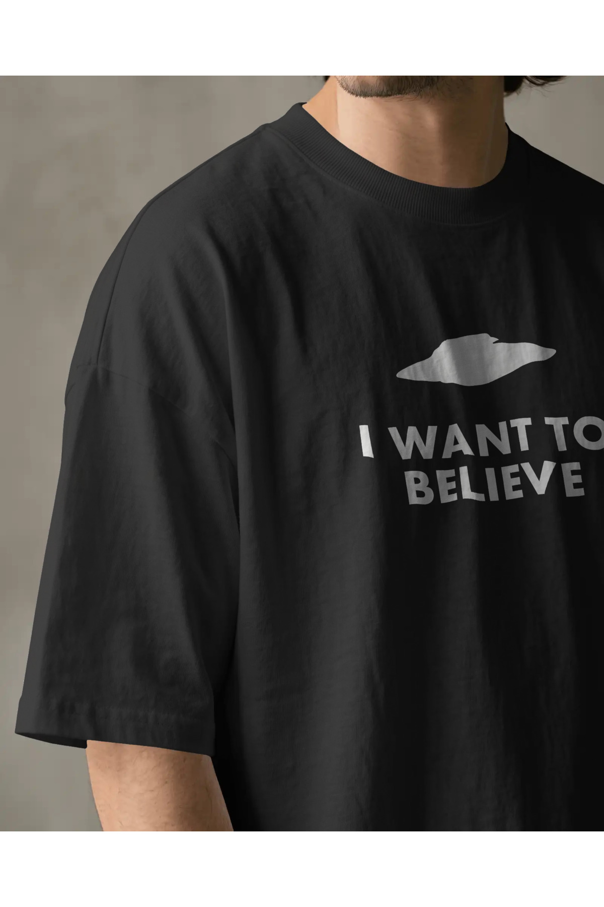 buzagi I Want to Believe X Files Regular Unisex Black T-Shirt