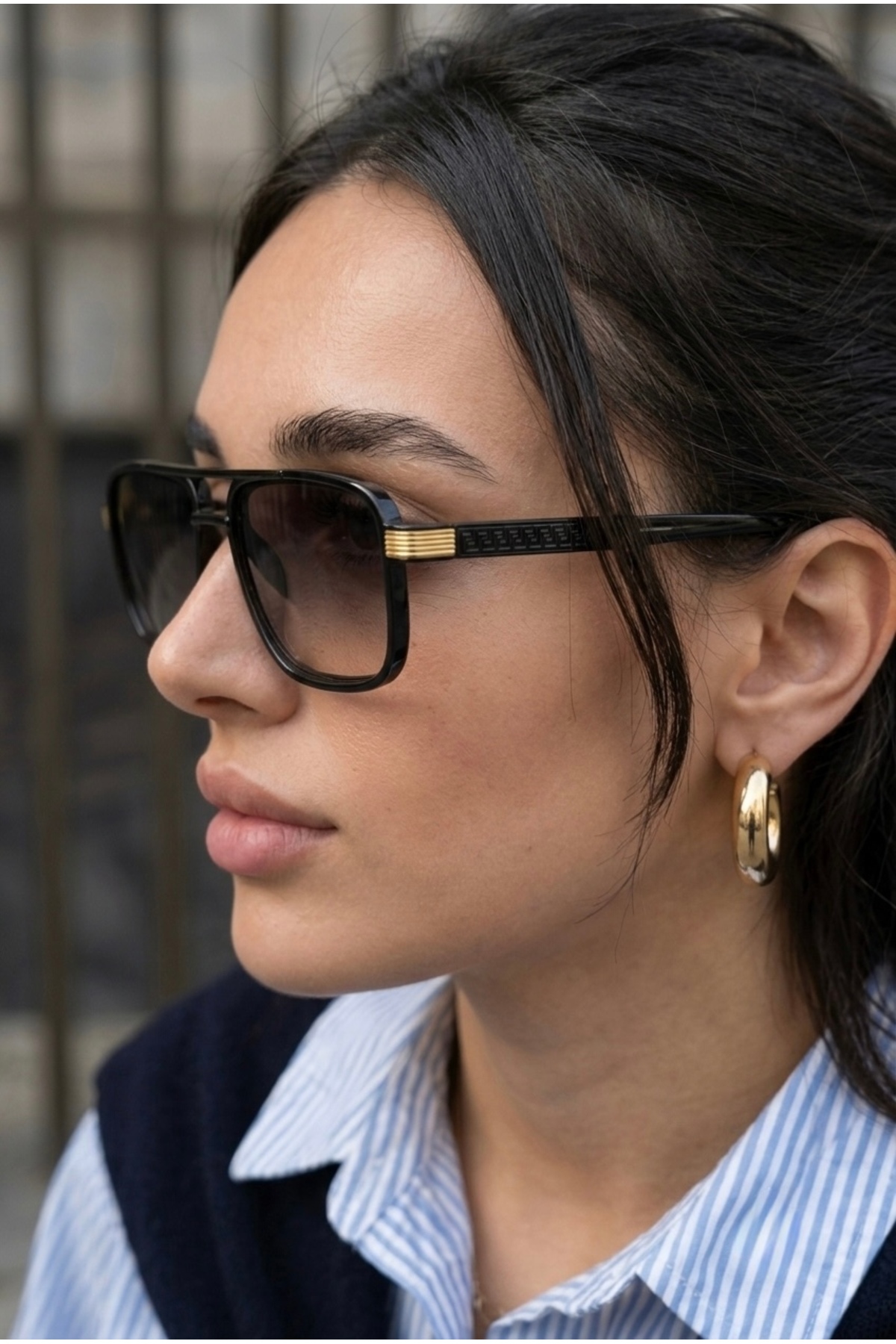 Chunky Frame Vera Unisex Kare Siyah Ultra Hafif Uv400 Filtreli Güneş Gözlüğü görsel 2