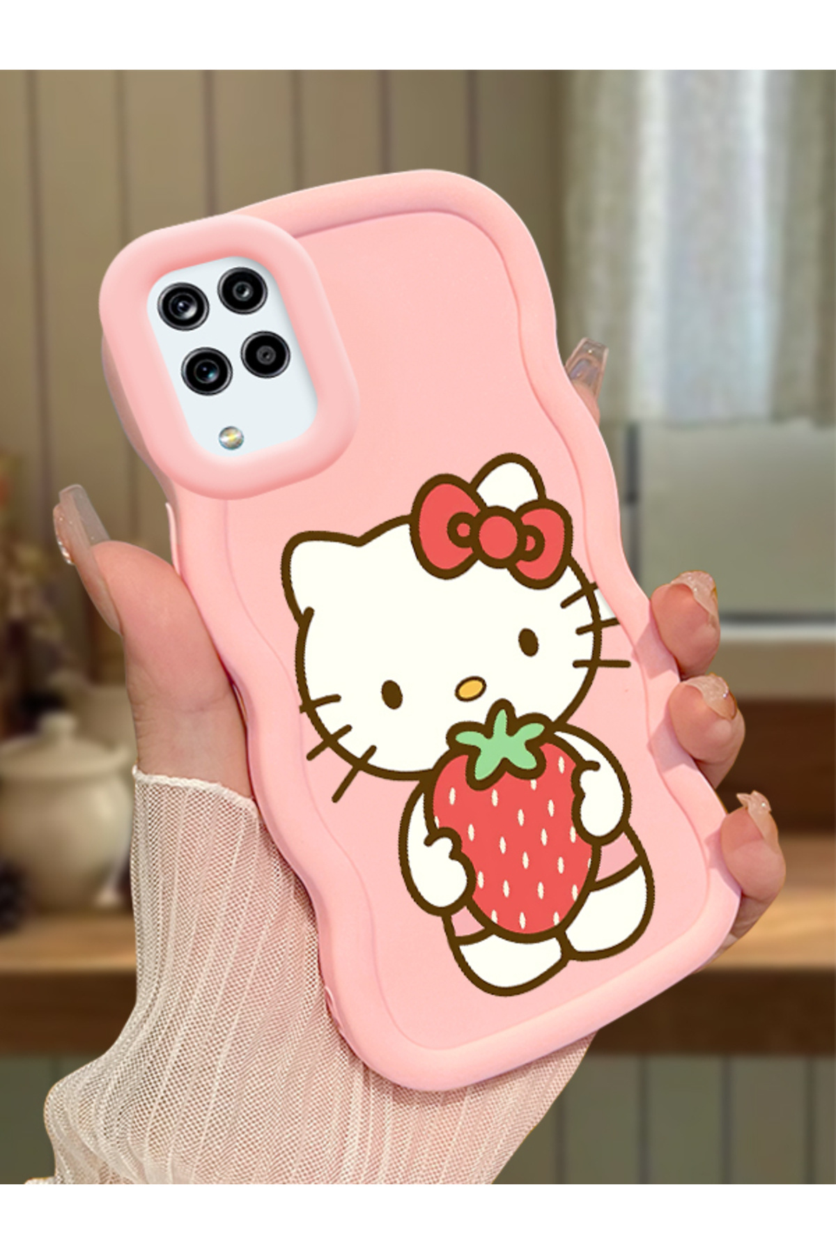 Samsung Galaxy M12 Compatible Case camera protector Pink Silicone Couple Phone Case Kitty Pattern