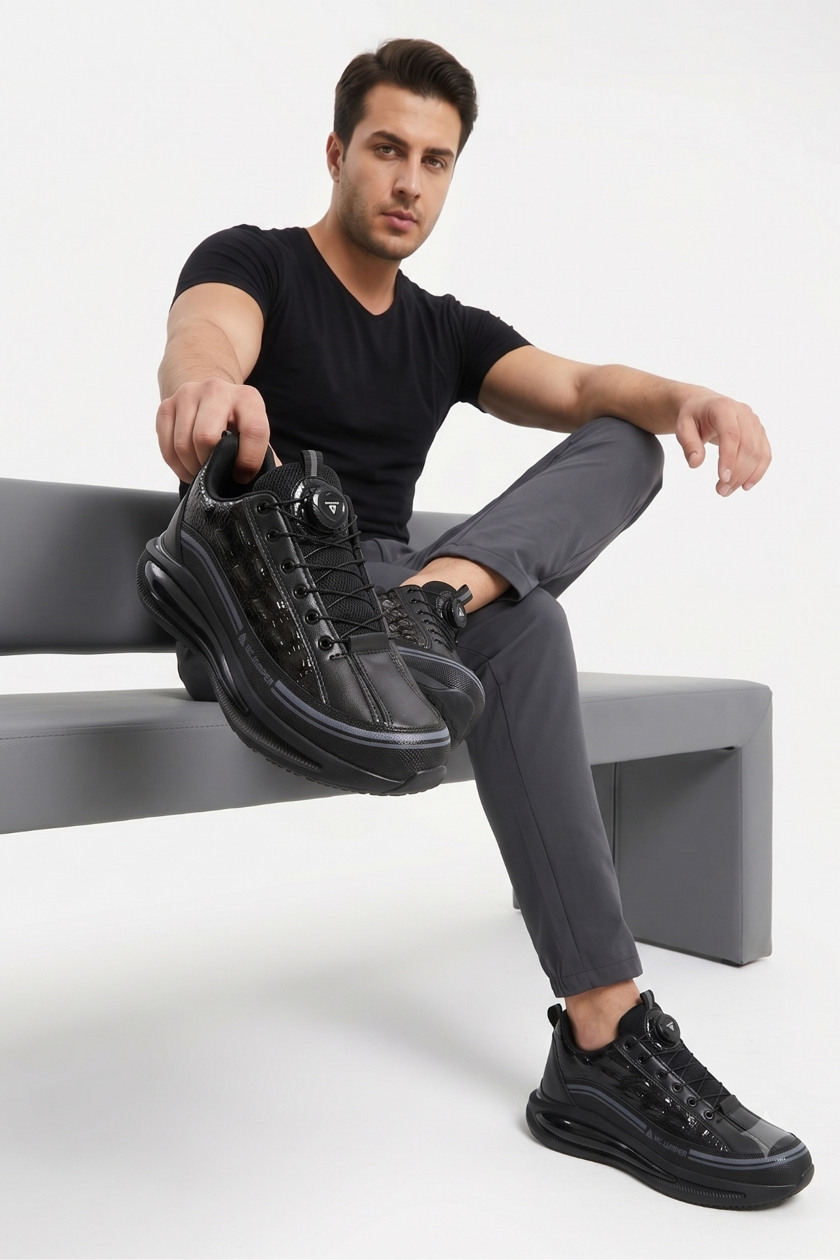 Tomato Bags Premium Akıllı Bağcıklı ve Kalın Tabanlı Timsah Dokulu Hava Yastıklı Sneaker görsel 6