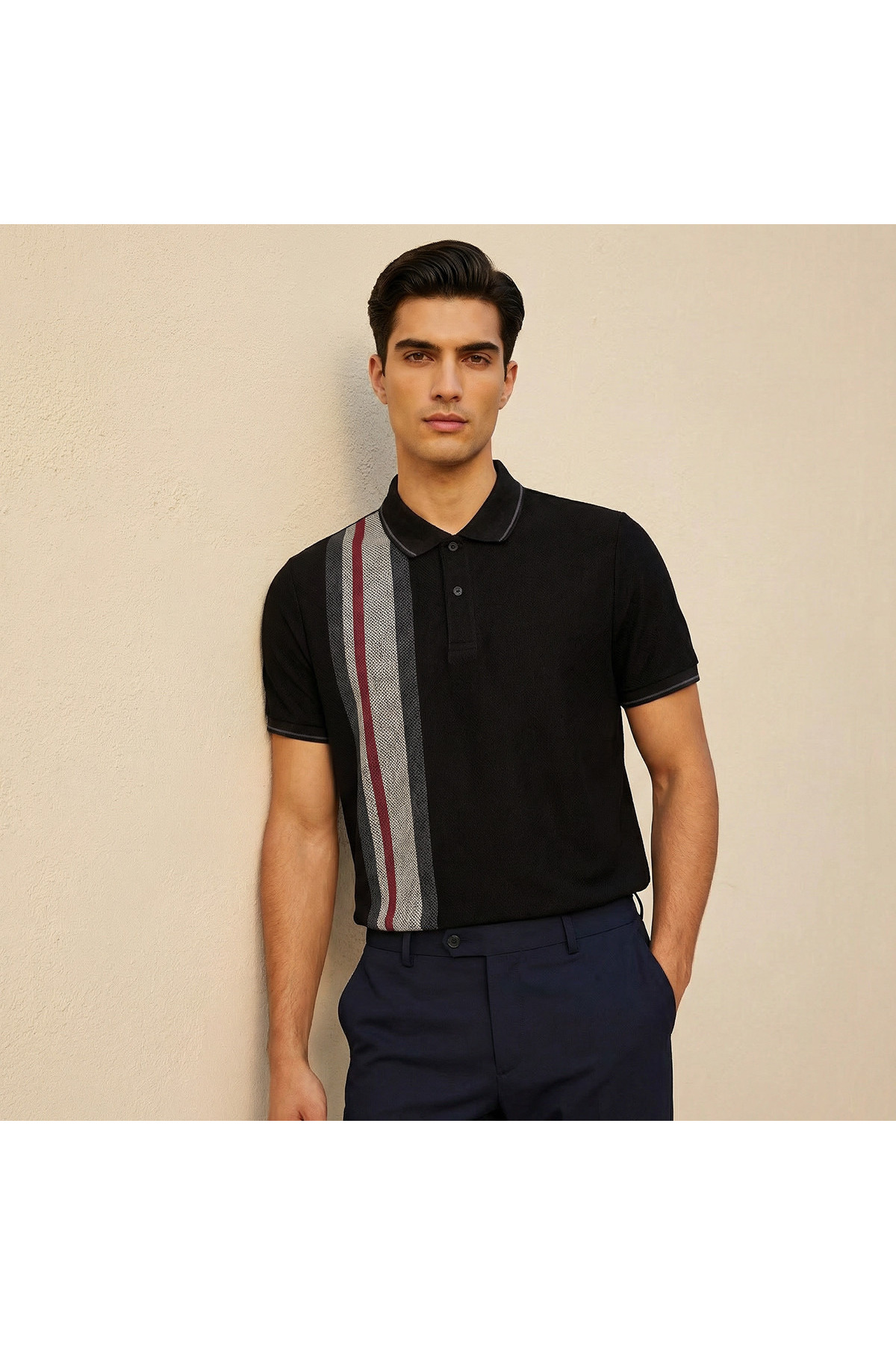 Splash FAV Men Short Sleeve Striped Polo T-shirt