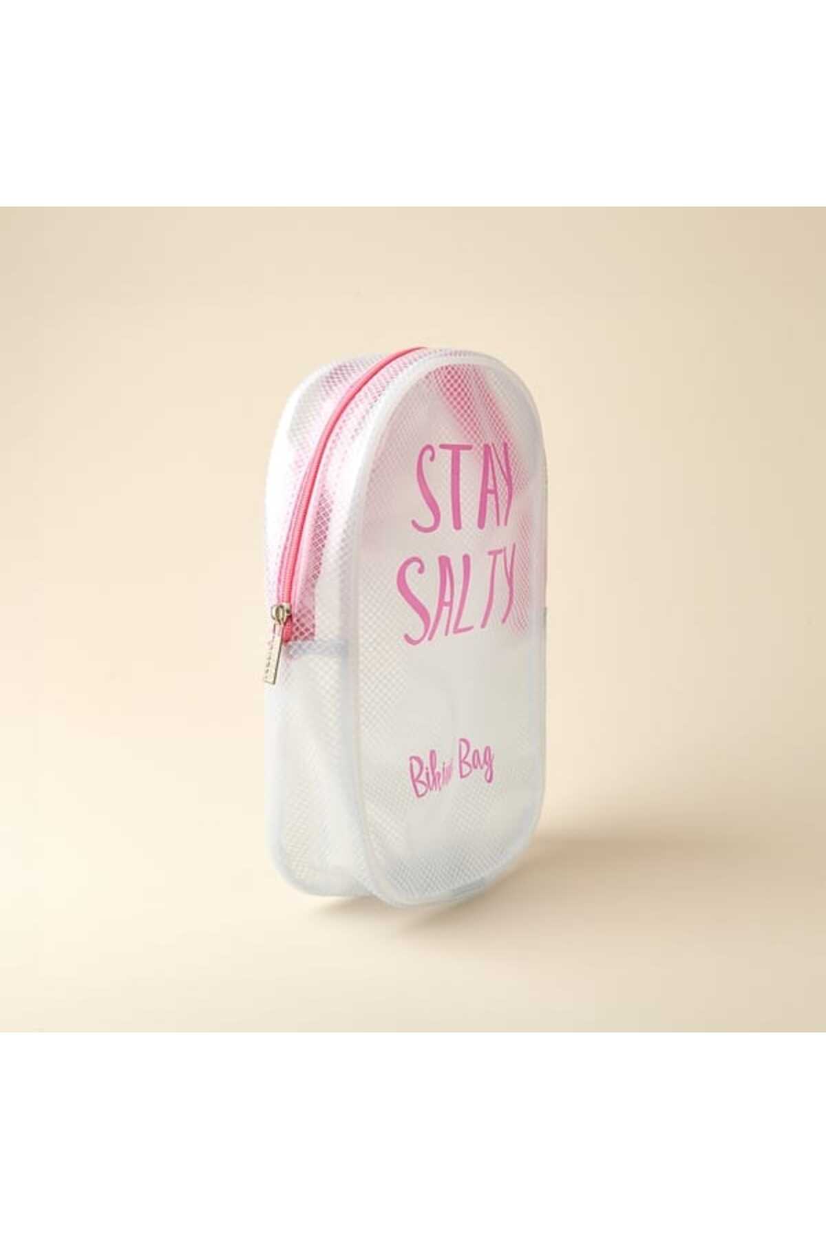 Stay Salty Kozmetik Çantası - Şeffaf / Pembe — رنگارنگ 06KHE192-6 — تصویر 3 از 4