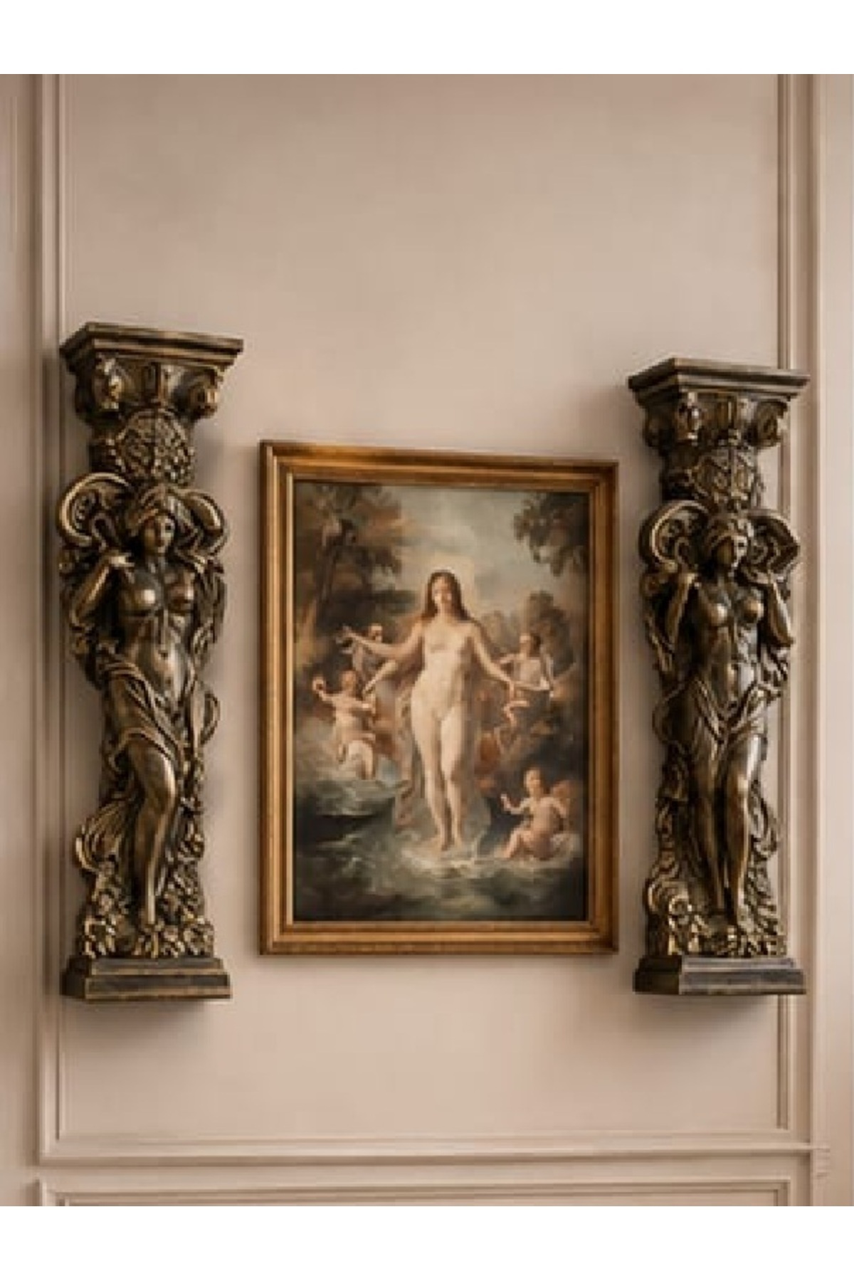 2-Piece 40 Cm Antique Embroidered 3D Wall Sculpture Set Ancient Roman Greek Sculpture Set