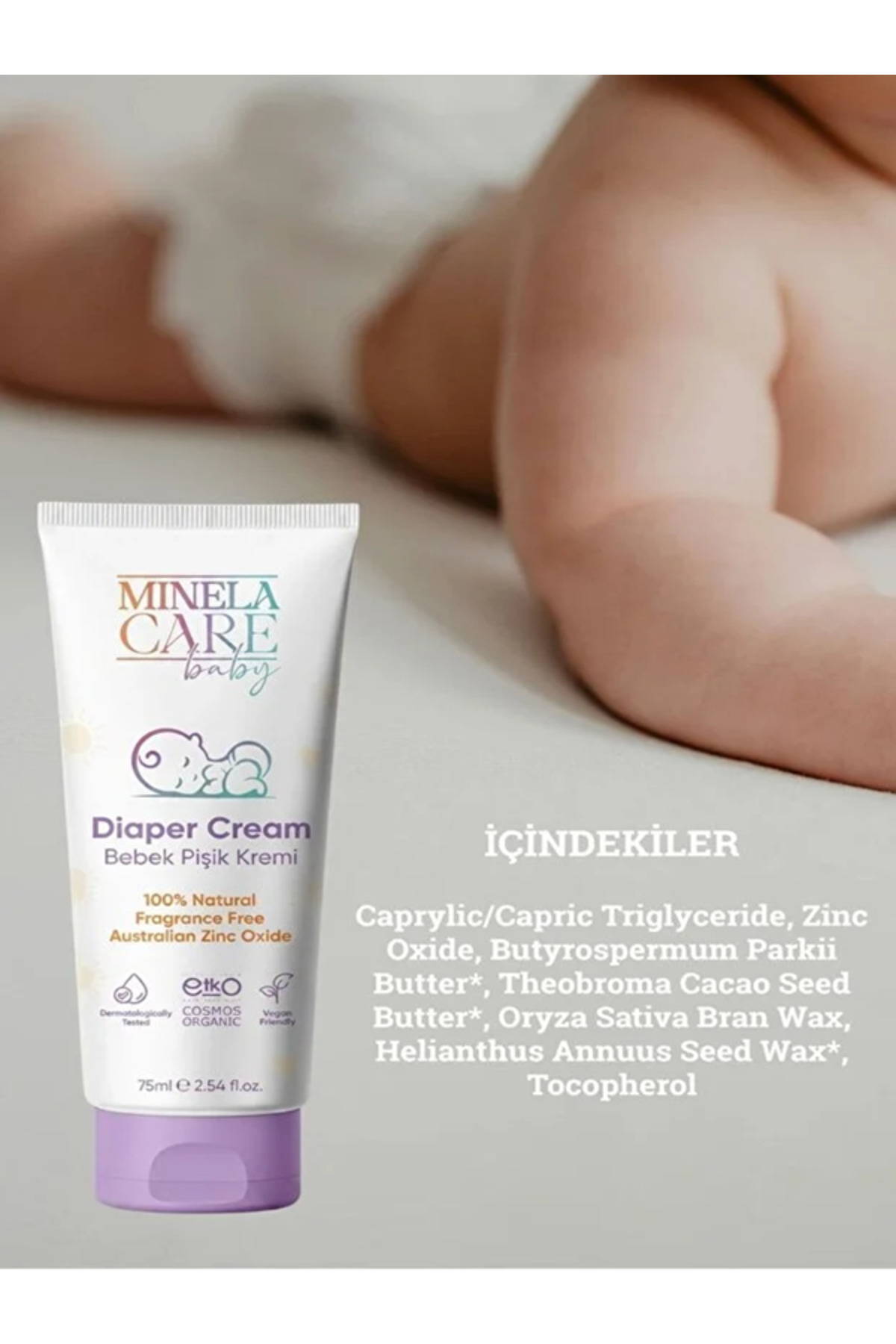 Organik Bebek Bakım Seti SPF 50+ Güneş Kremi ve Pişik Kremi 75 ml + 110 g 2'li Set — 856386346757343 — تصویر 5 از 6