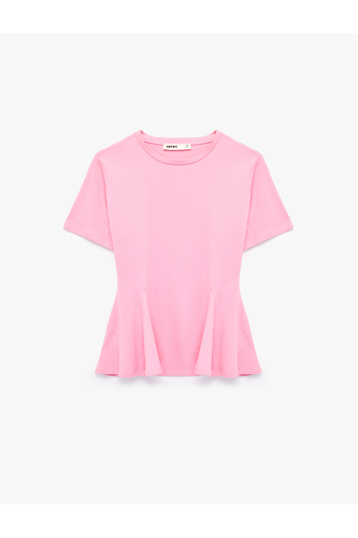 Koton Pamuk paket Slim fit kratkih rukava okrugla kragna peplum Osnovni majica