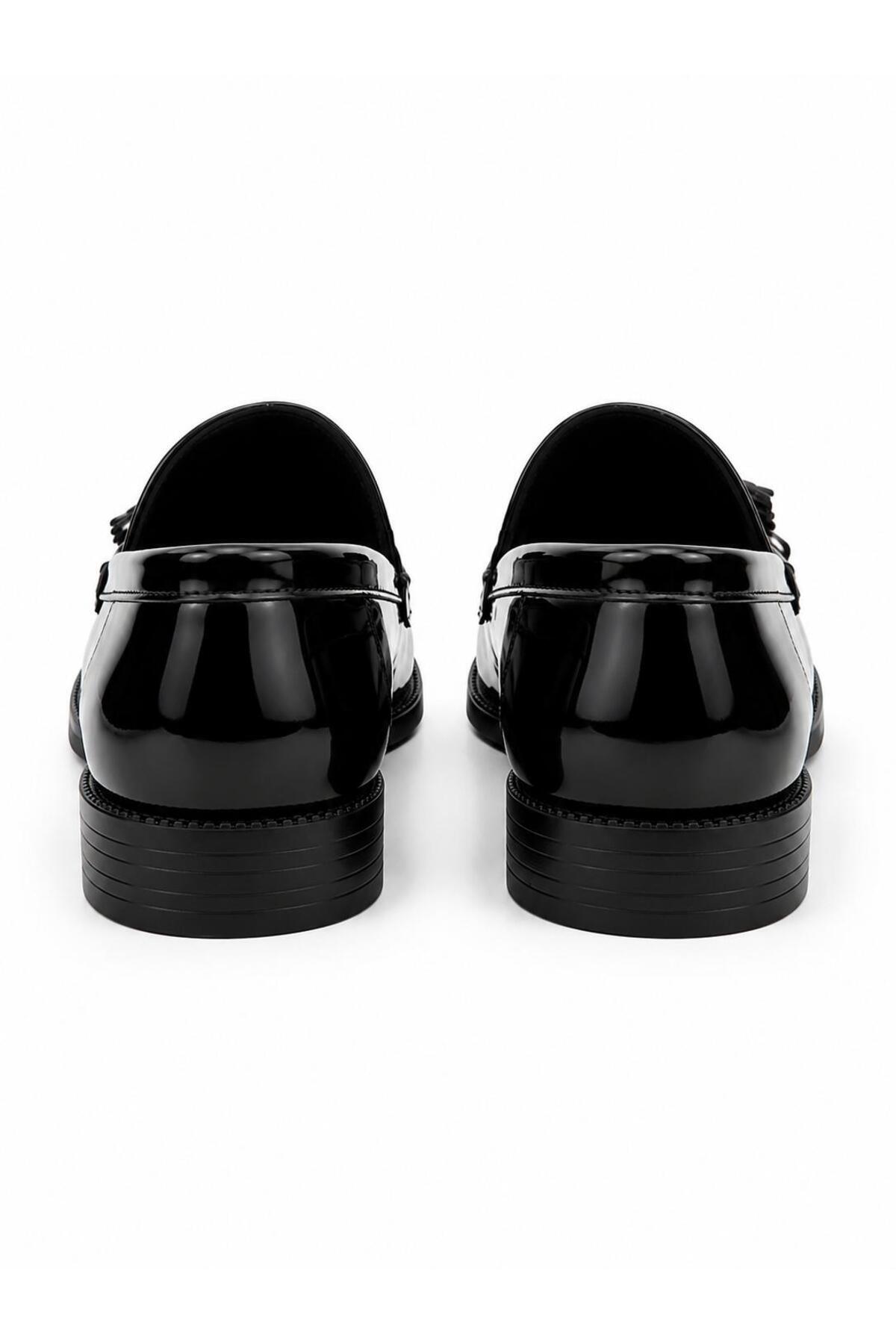 UZN AYAKKABI Erkek Siyah Rugan Püsküllü Klasik Loafer Kundura görsel 3