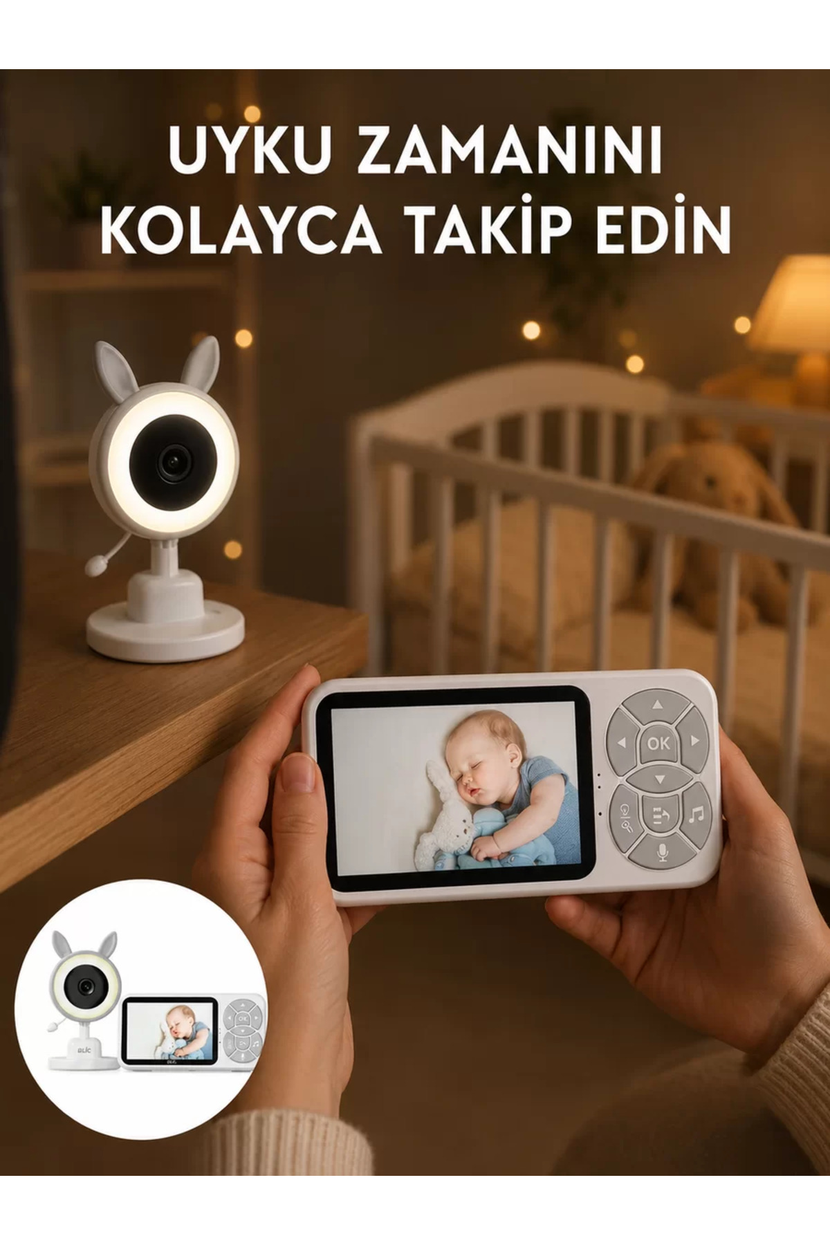 LCD Ekranlı Bebek İzleme Kamerası Ninnili Gece Görüşlü Güvenlik Sistemi Yeni Nesil