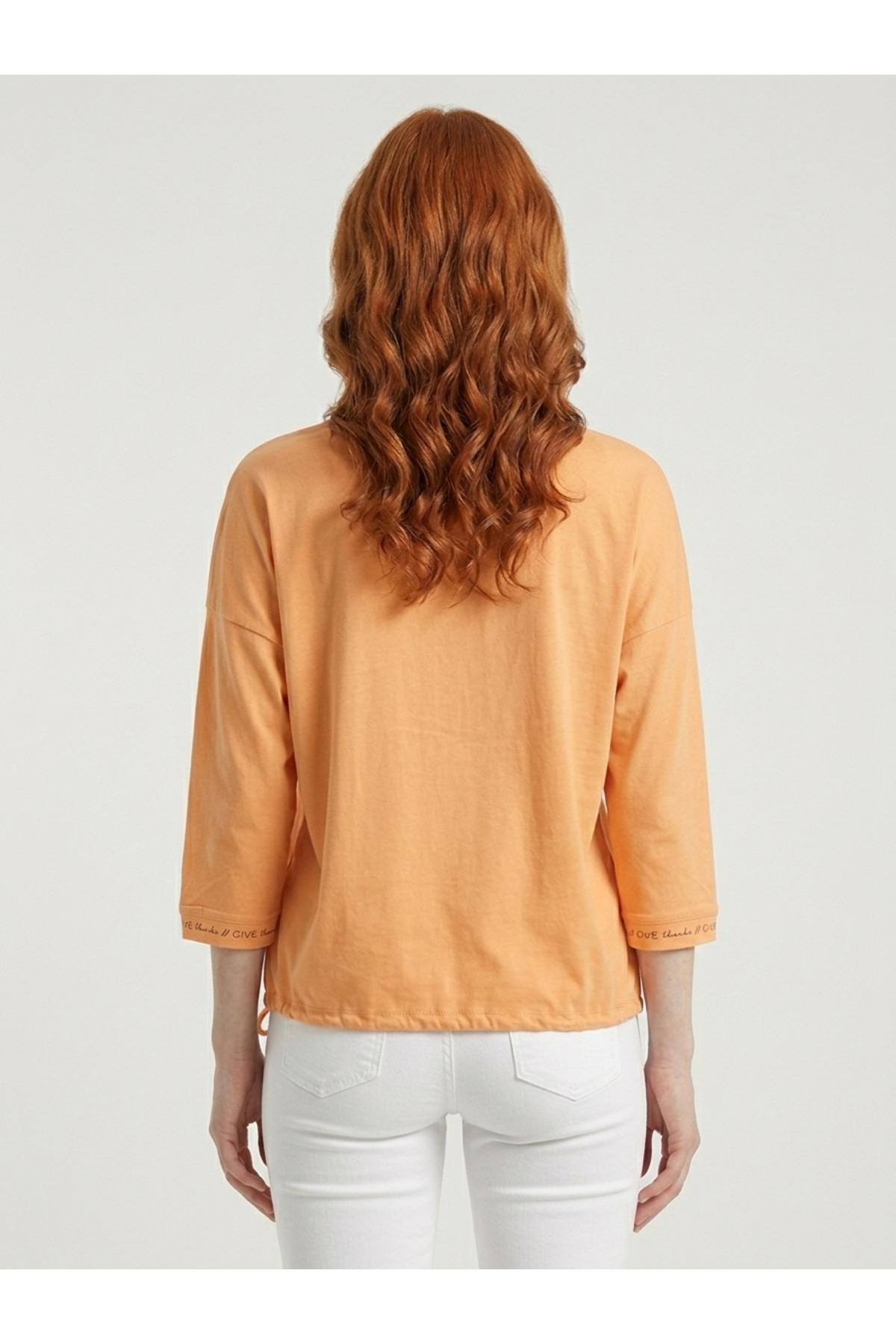 Neden Tekstil Women's Orange Lace-Up Standard Fit Basic Blouse