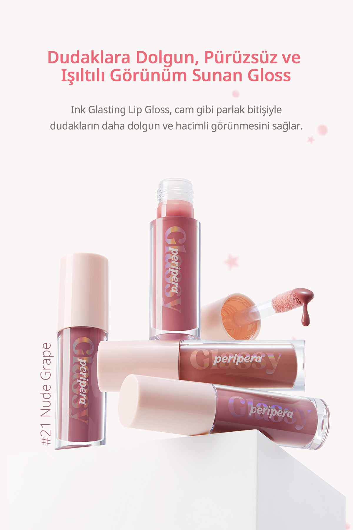 Dudaklara Dolgun ve Işıltılı Görünüm Sunan Gloss Ink Glasting Lip Gloss (21 Nude Grape) — بنفش 5568 — تصویر 3 از 9