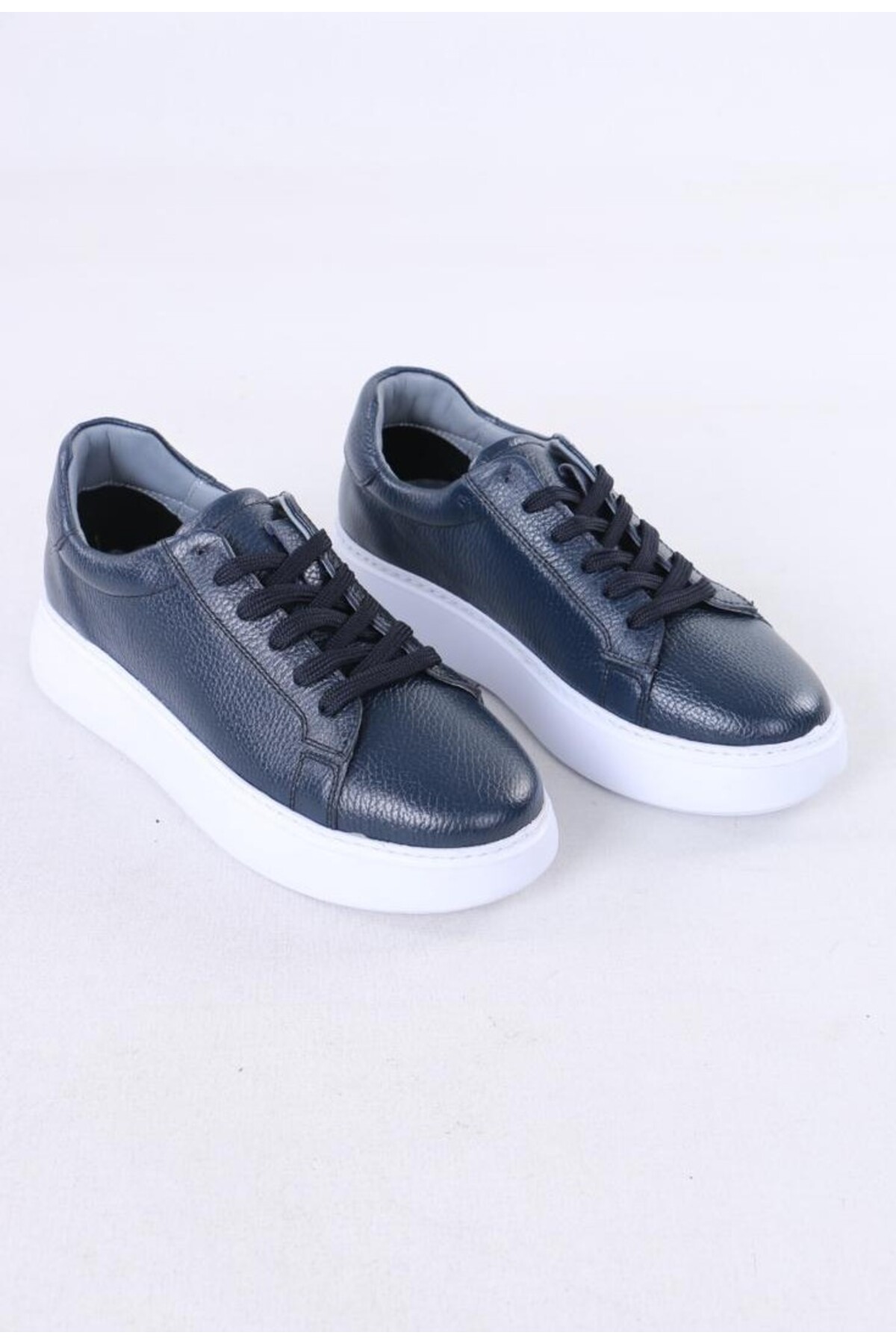 TROVIX Premium Lacivert Erkek Sneaker, %100 Hakiki Deri, Beyaz EVA Taban görsel 4