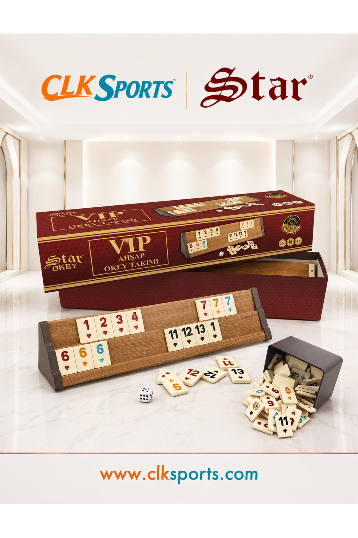Resim Star Vip Ahşap Okey Takımı - Açık Renk 
