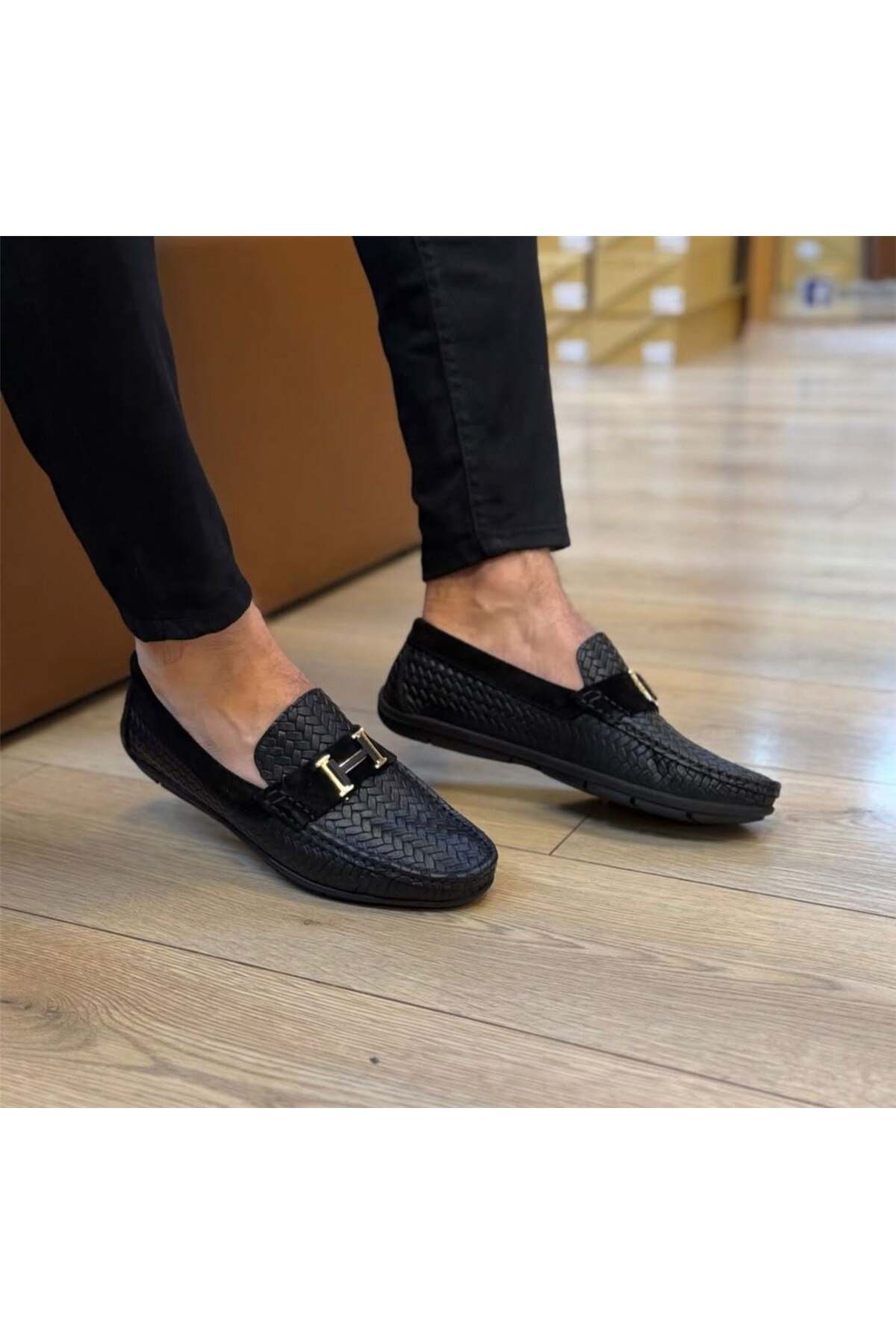 Parlak Hakiki Deri Baskılı Günlük Loafer Ayakkabı görsel 3