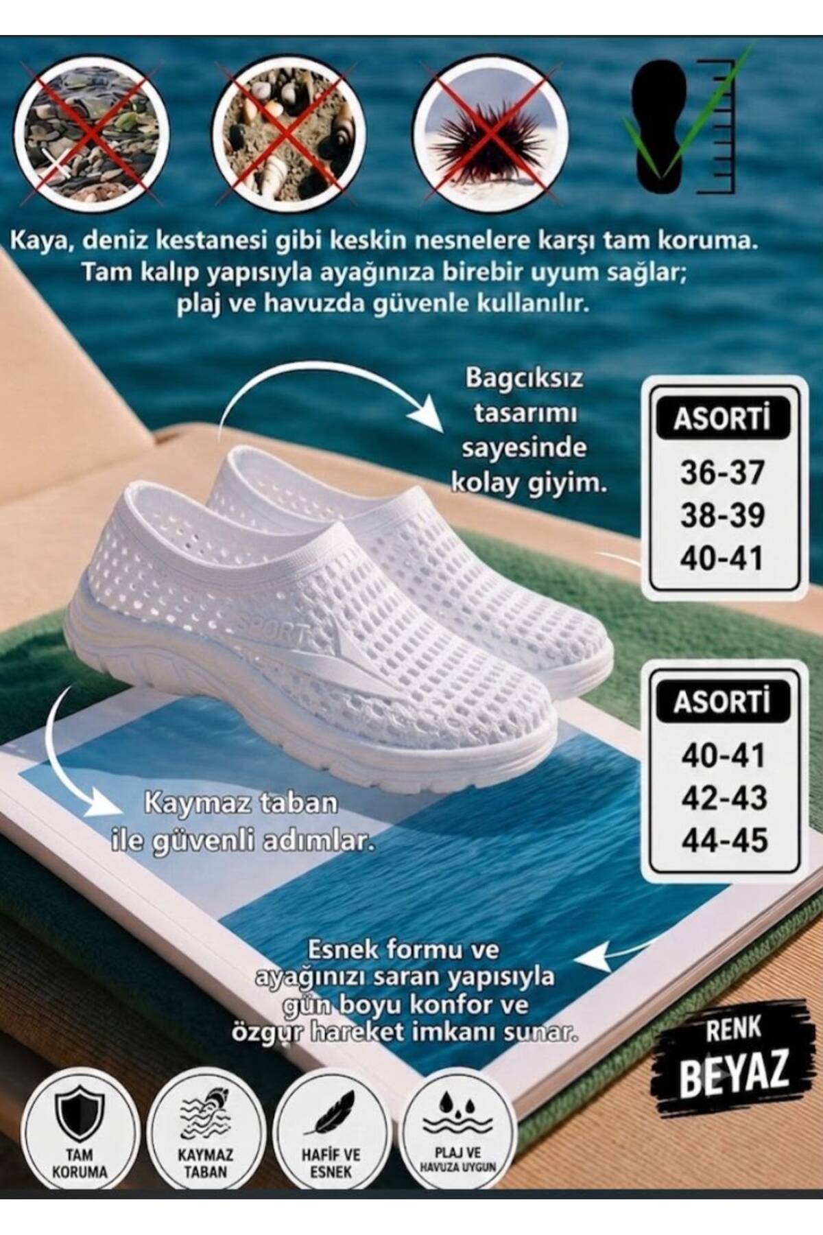 Genel Markalar Kadın Erkek Kaymaz Taban Deniz Plaj Ayakkabısı görsel 2