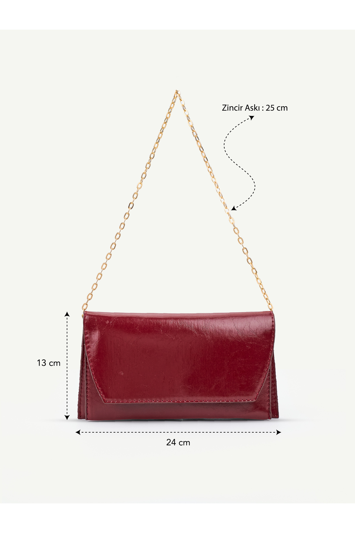 Nudia Sisi Zincir Askılı Mıknatıs Detaylı Zincir Askılı Kapaklı Kadın El ve Omuz Çantası, Şık Portföy Clutch görsel 5