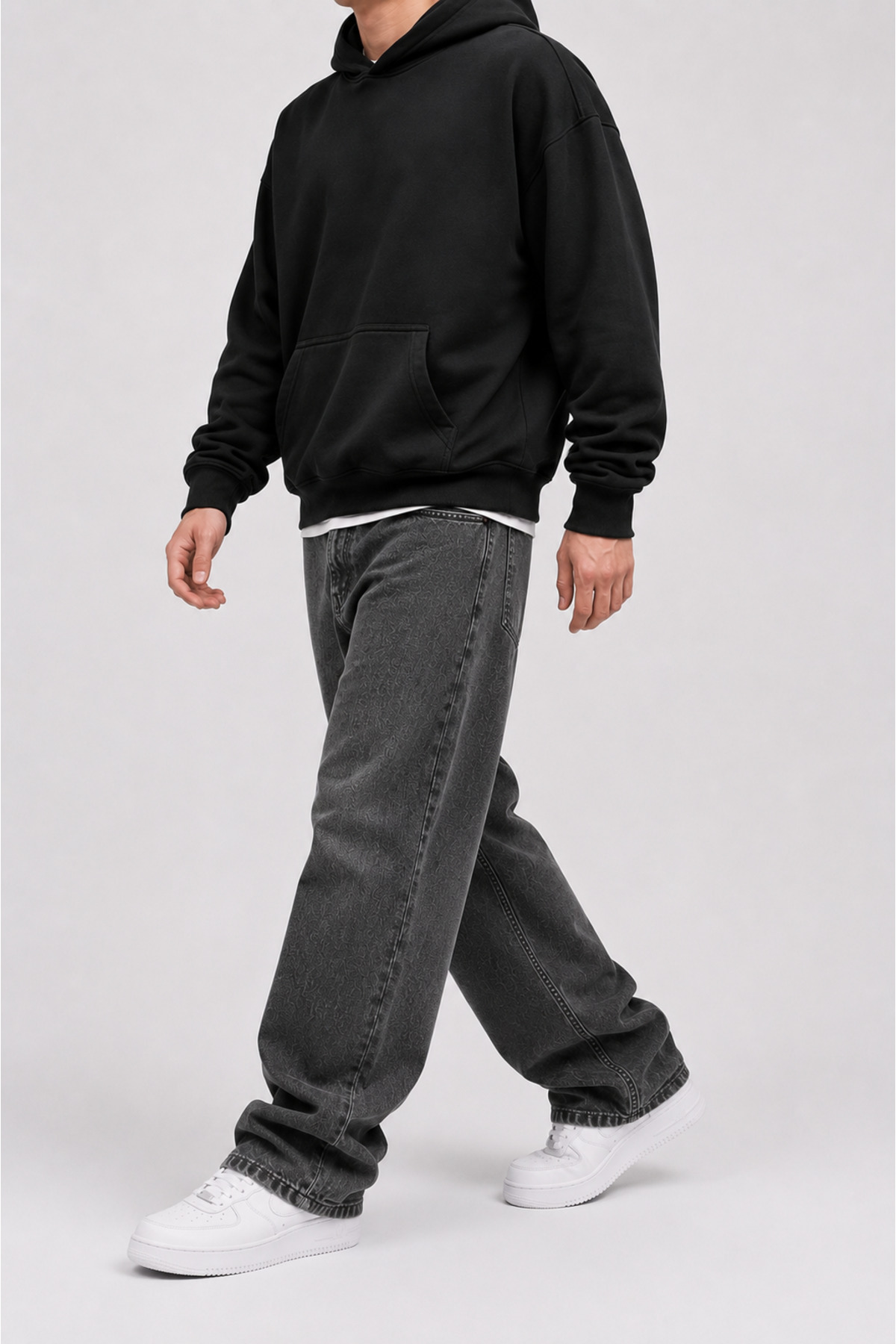 Lyvens Erkek Koyu Füme Baggy Jean Pantolon görsel 5