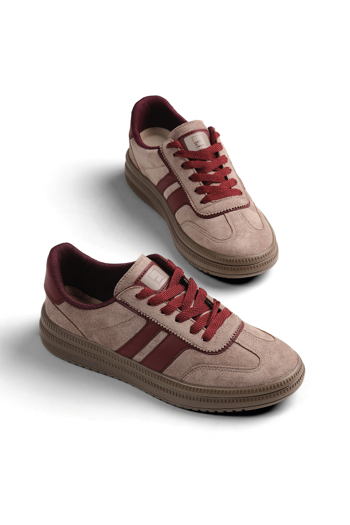 Tonny Black Kadın Vizon Bordo Rahat Kalıp Kaymaz Taban Sneaker