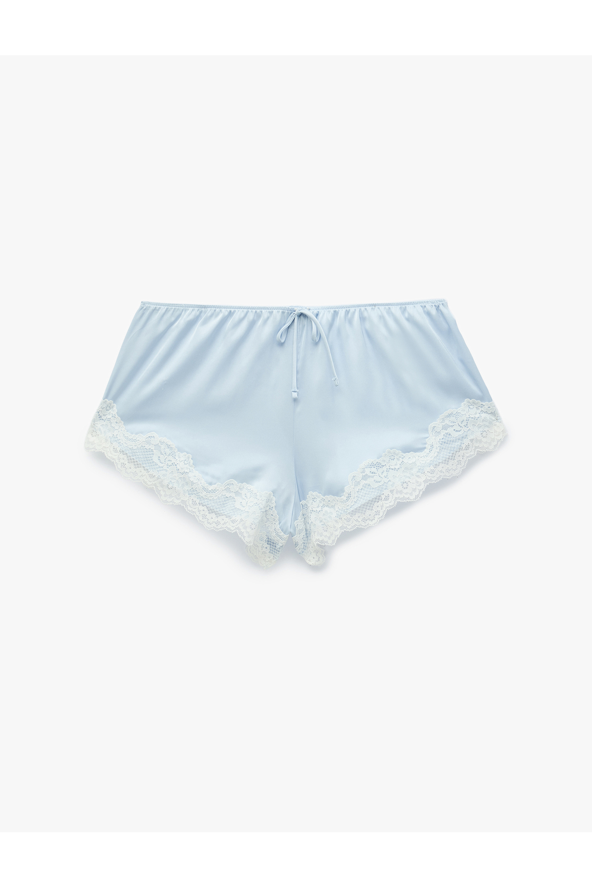 Beli Lastikli Rahat Kalıp Dantelli Saten Şort Pijama Altı