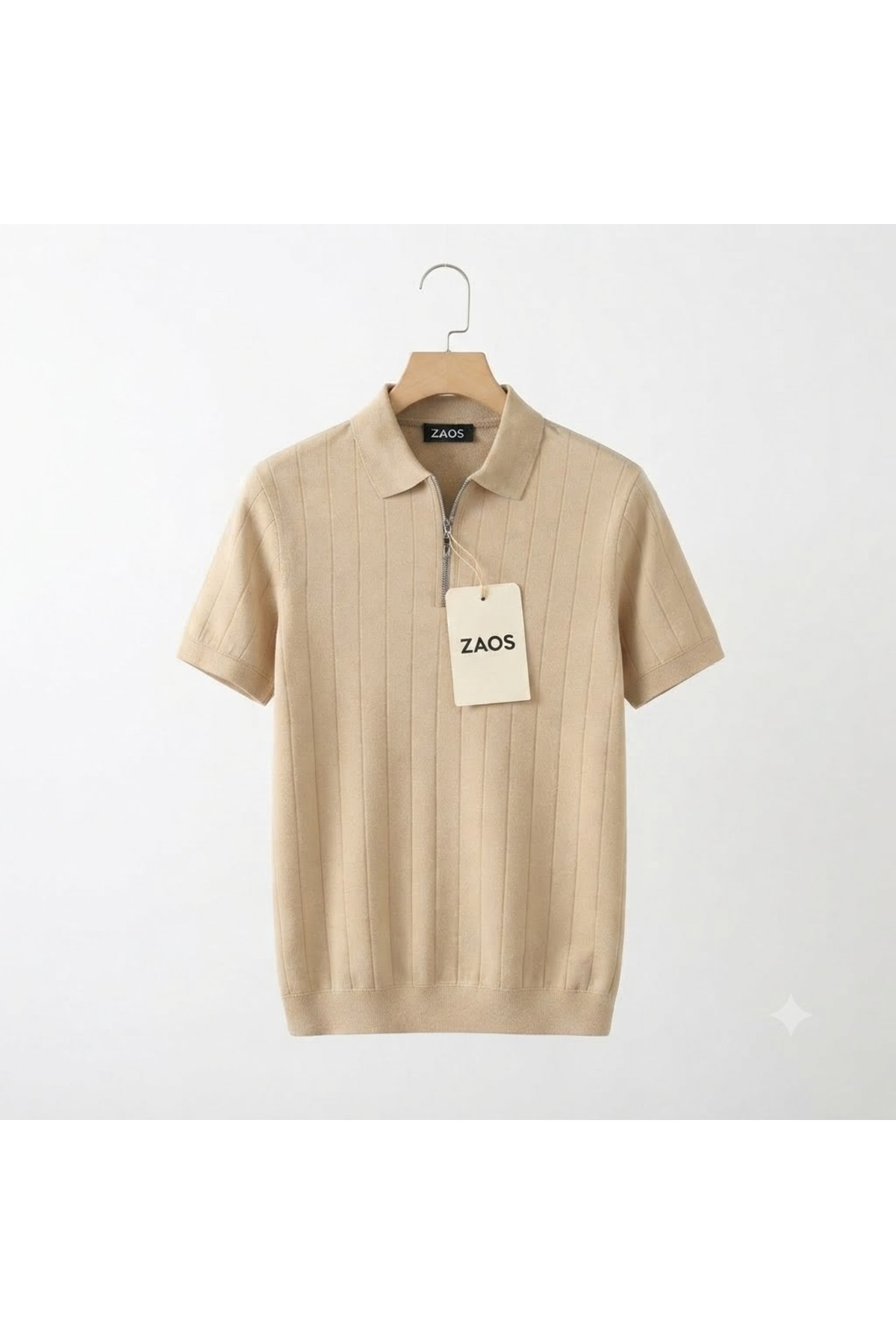 zs zaos fashion Men's Short-Sleeved Summer Polywool Knitwear T-Shirt Basic T-Shirt