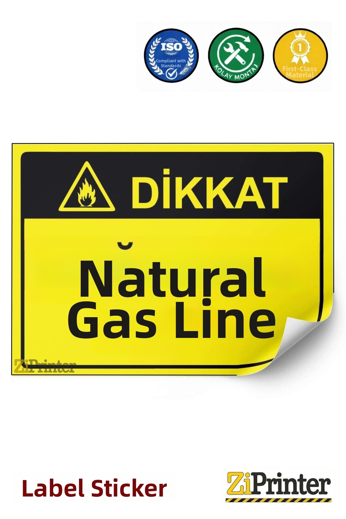 ZiPrinter Caution Natural Gas Line Isg Warning Sign Sticker 50X70 cm ...