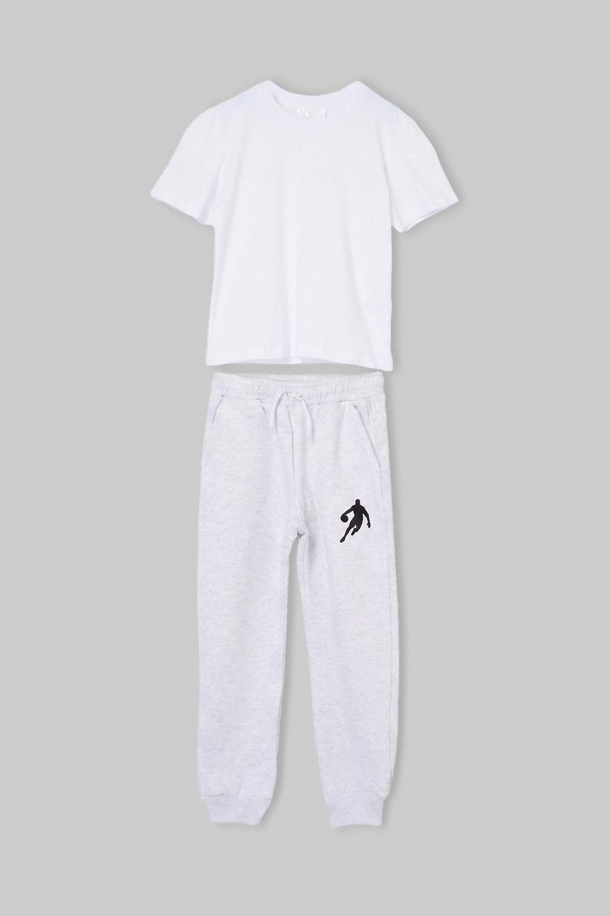 Trendyolmilla Kids Gri Melanj Baskılı Örme Alt - Üst Takım TKDAW26AU00074