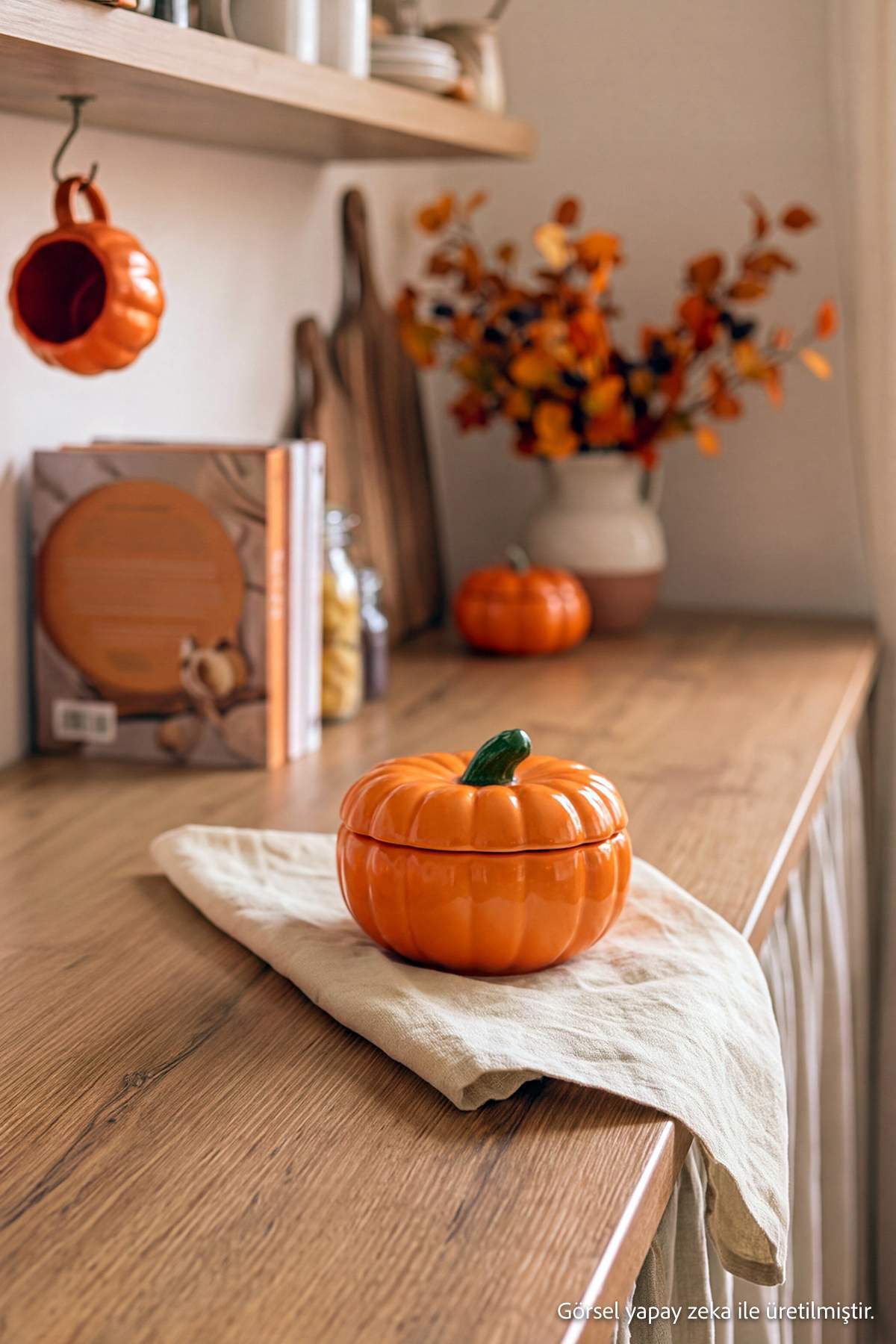 Trendyol Home Pumpkin Shaped Storage Container Medium Size 695 Cc 12 cm X 6 cm Tphaw27Skb00001