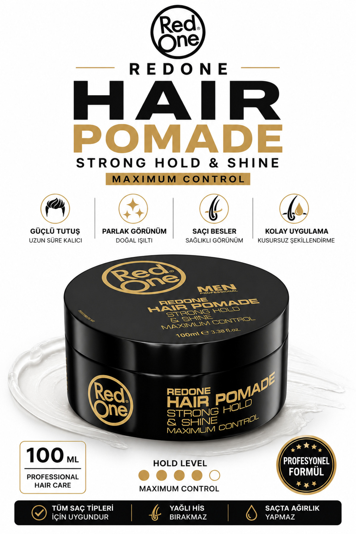 Red One Redone Gün Boyu Etkili Parlak Saç Şekillendirici Krem Wax 100 ml — 8697926016776