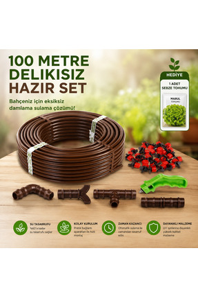Emek 100 Metre Deliksiz Düz Damla Sulama Sistemi Ve Ek Parçaları Damlama Boru...