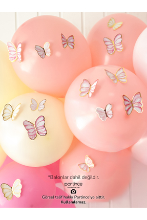 partince 48’li Pembe Tema Kelebek Süs Parti Süsü Pembe Kelebek Doğum Günü Süs...