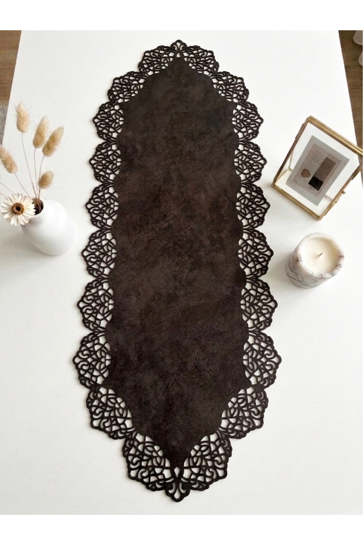Dark Brown (Venge) Nubuck Suede Fabric Runner Coffee Table Length 40x100cm