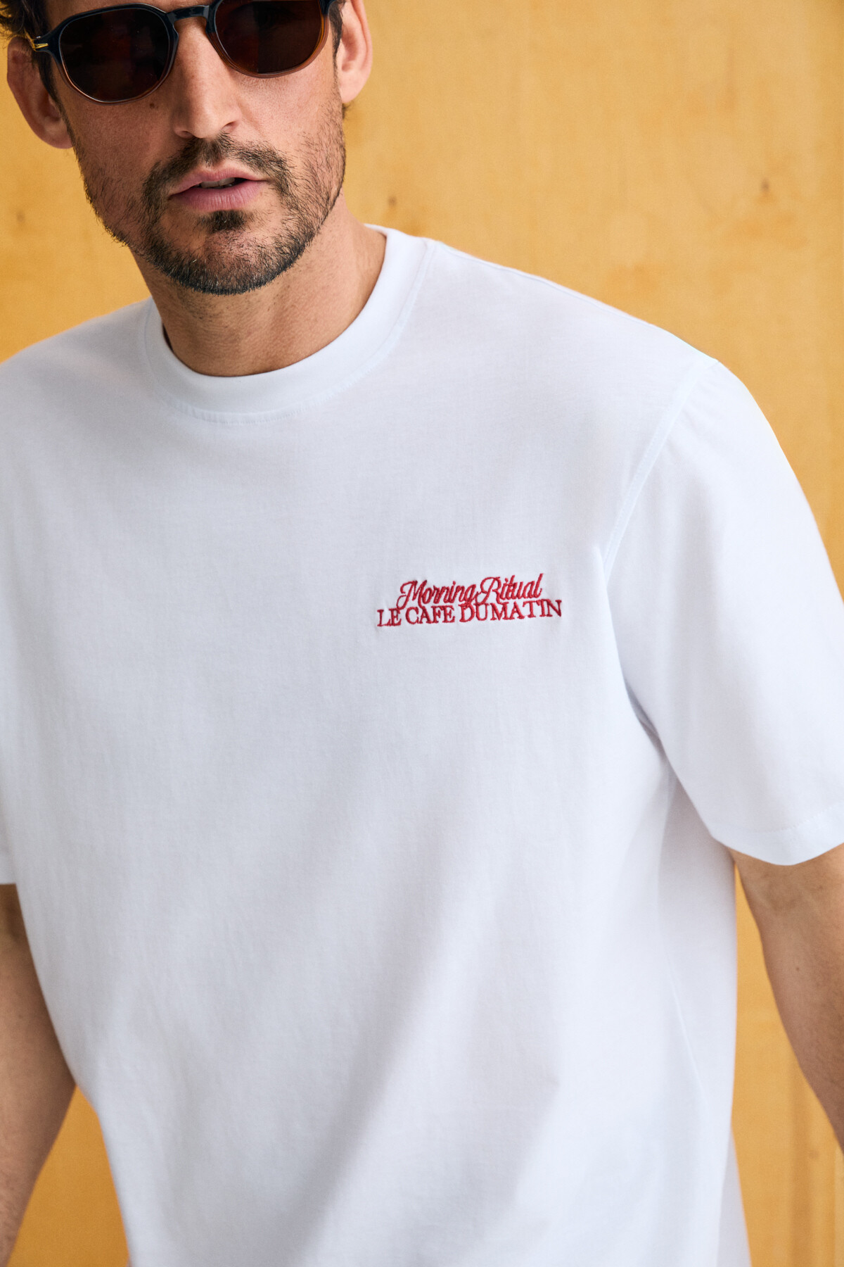 GRIMELANGE FUTI Erkek %100 Organik Pamuklu Baskı Detaylı Yuvarlak Yaka Beyaz T-Shirt görsel 3