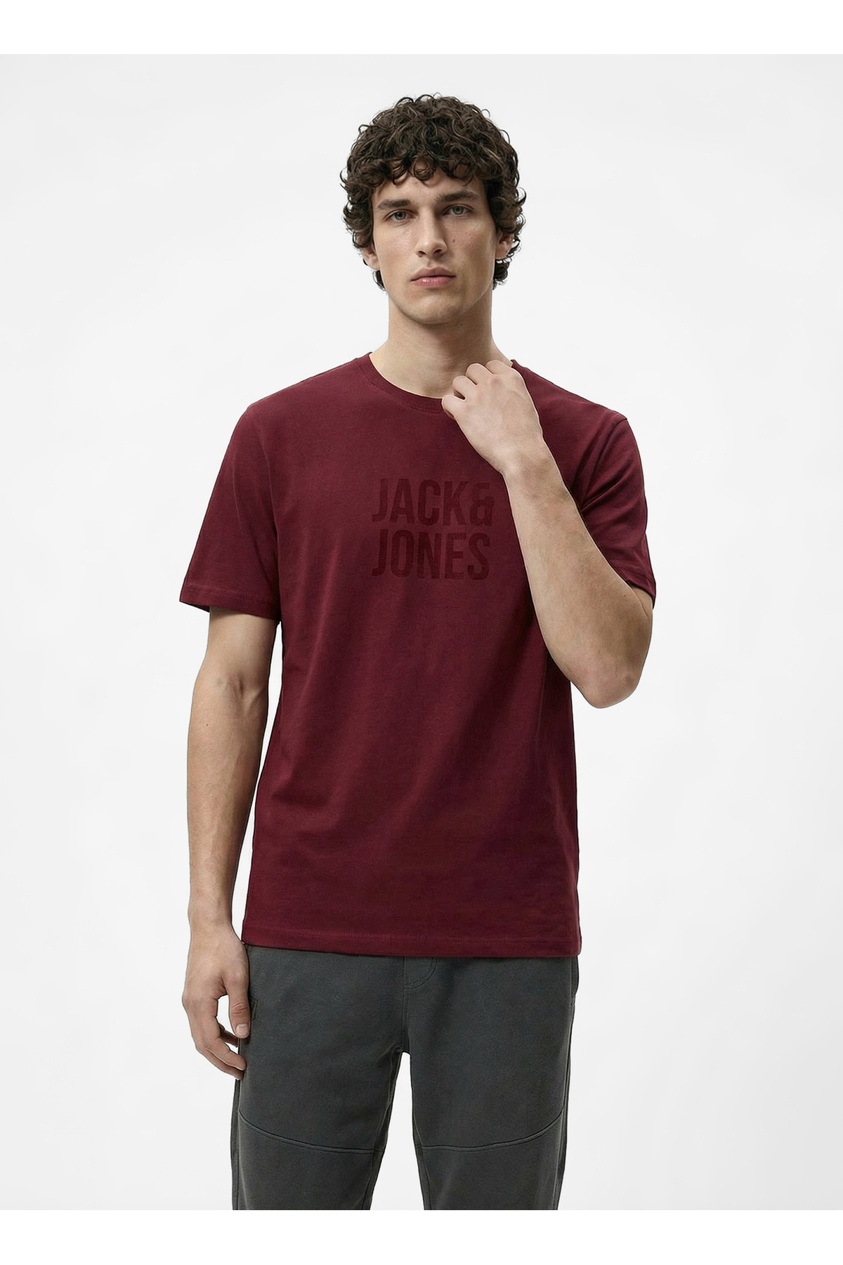تی شرت مردانه طرح بورگوندی کد 12307780 JCOTONE TEE CRW NECK BSS26 جک اند جونز تی شرت Jack & Jones