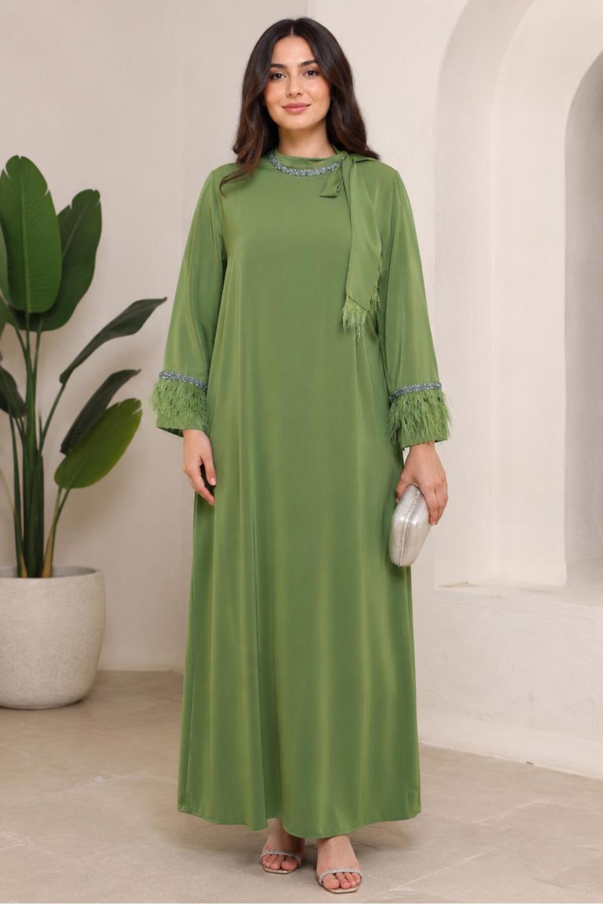 PLUS SIZE FEATHER DETAIL DRESS 20501