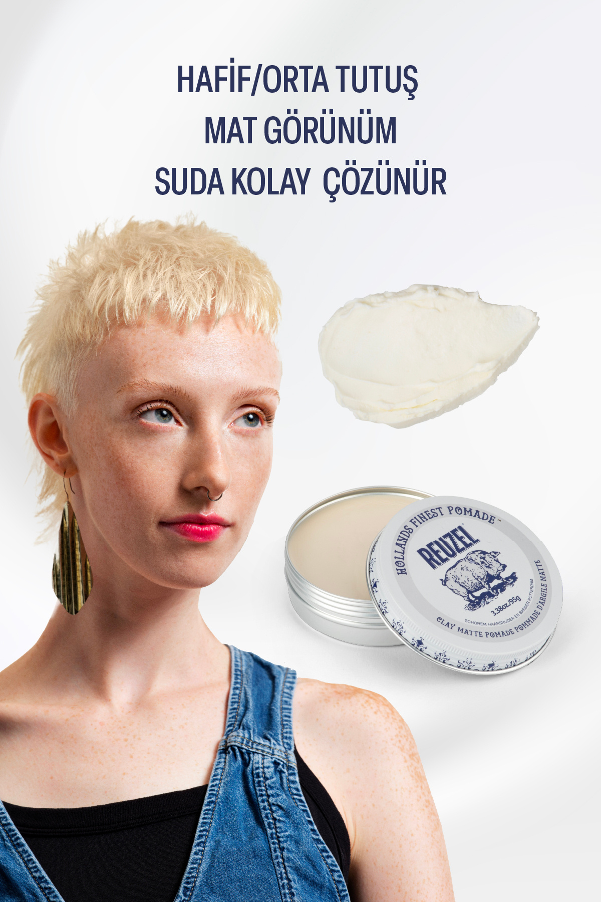 Clay Matte Pomade Orta Tutucu Mat Kil Wax 95g — REU/WAX/CLAY95 — تصویر 2 از 6