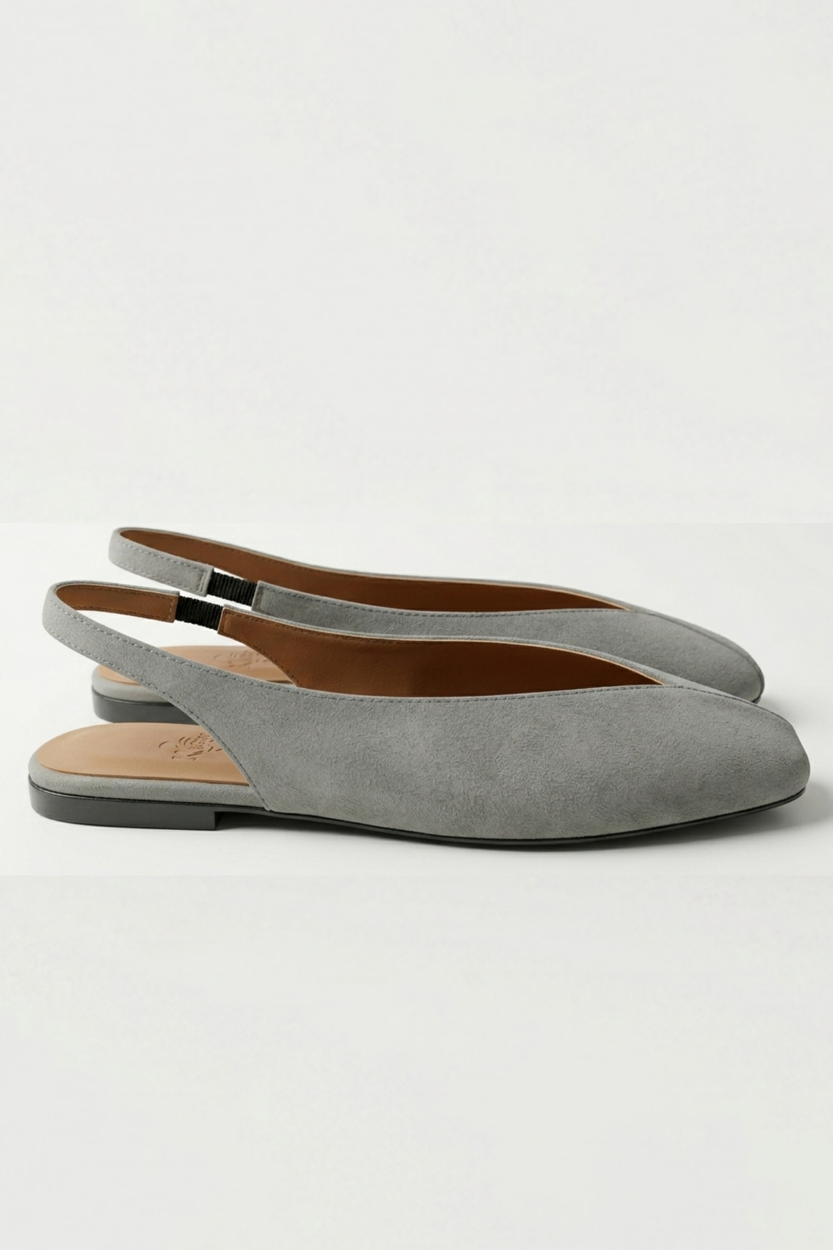 Genel Markalar Siena Kadın Gri Kare Burun Babet Slingback görsel 3